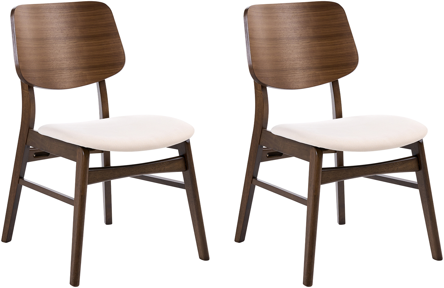 Esszimmerstuhl 2er Set MAYER Stoff Cremeweiß Braun Bild 1