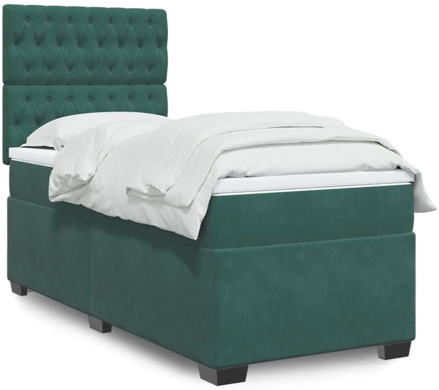vidaXL Boxspringbett mit Matratze Dunkelgrün 100x200 cm Samt 3293143 Bild 1