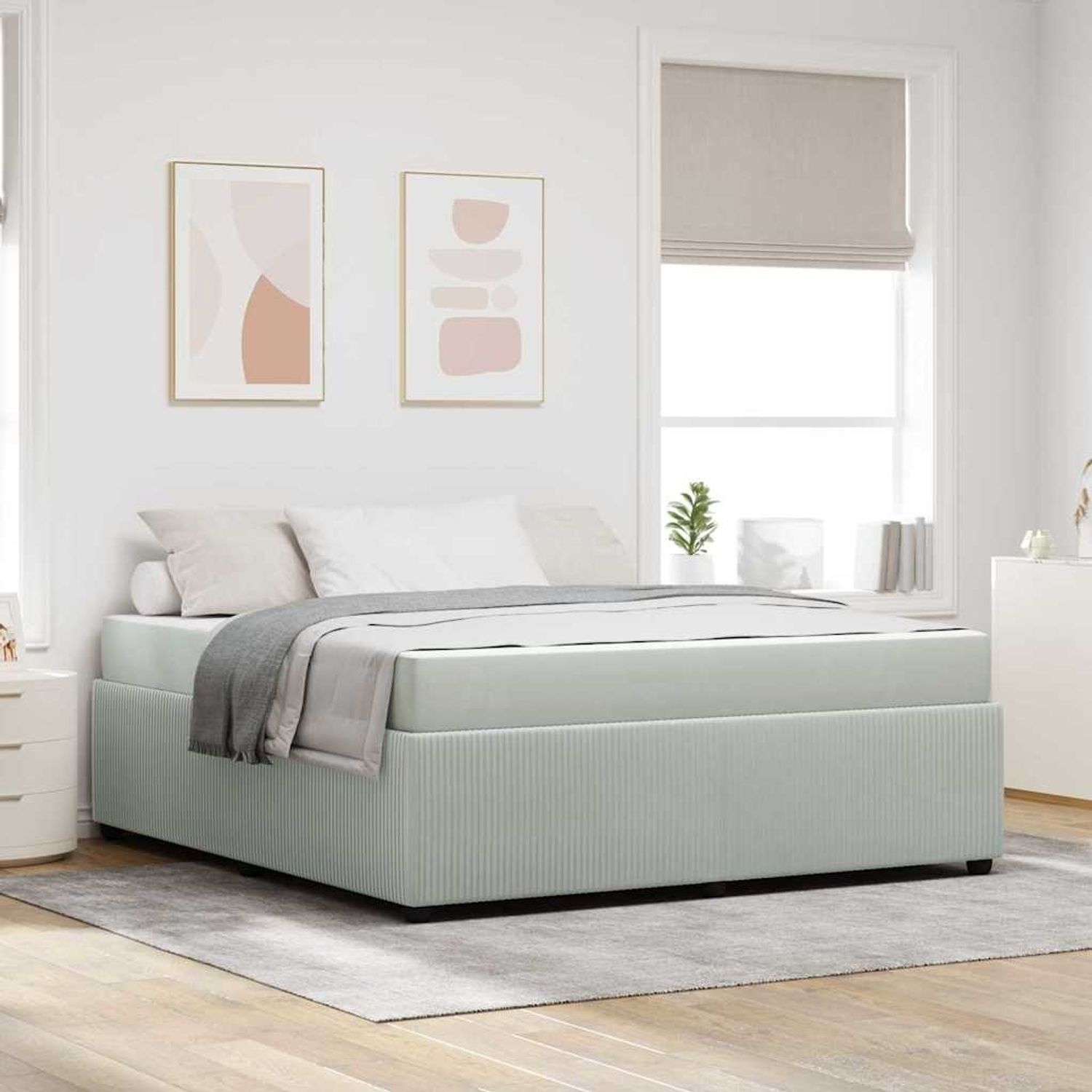vidaXL Bettrahmen mit Matratze Hellgrau 180 x 200 cm Stoff 3398425 Bild 1