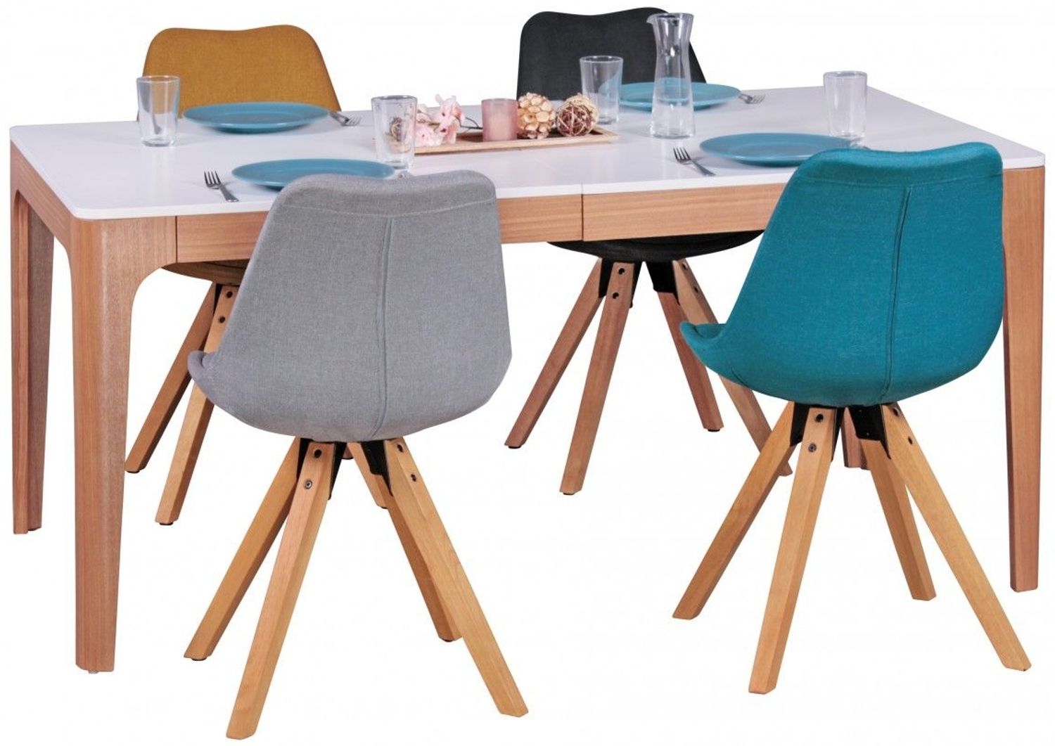 Esstisch Funktionstisch MAGNUS Vierfußtisch 160-220 x76cm MDF Weiß Bild 1