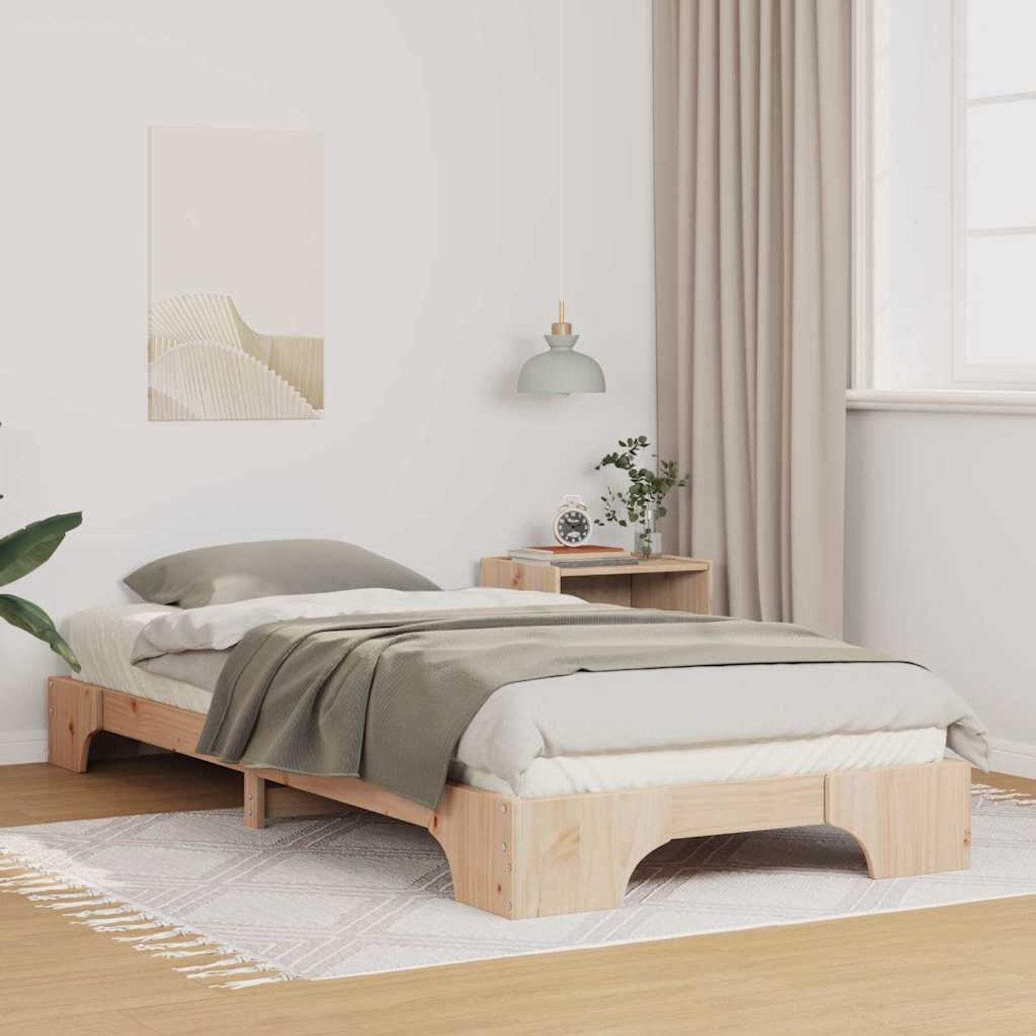 vidaXL Bettrahmen Braun 100 x 210 cm Massives Kiefernholz 872896 Bild 1