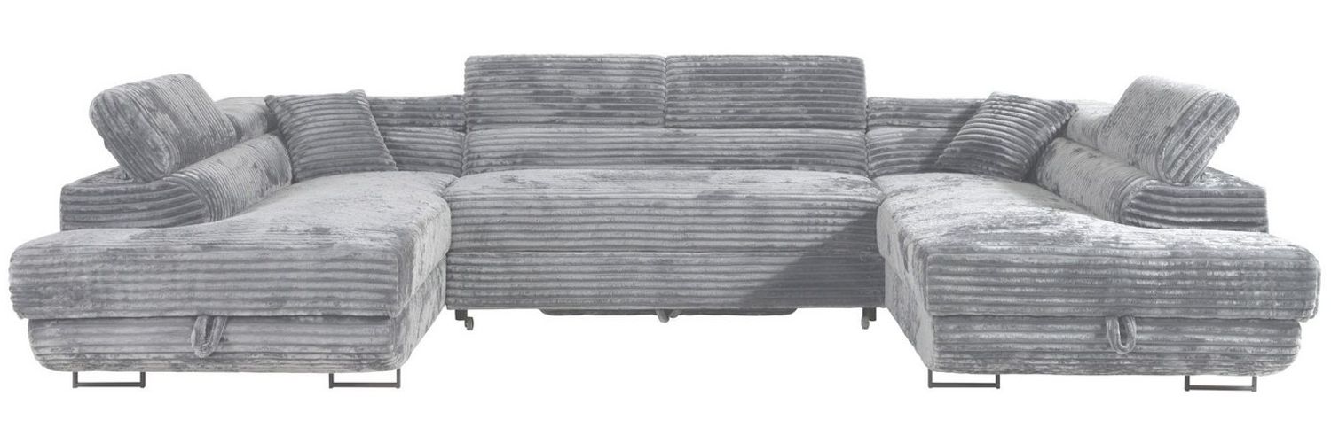 Labett Wohnlandschaft mit Schlaffunktion & Bettkasten GUSTAVO U-Form Sofa aus Cord Bild 1