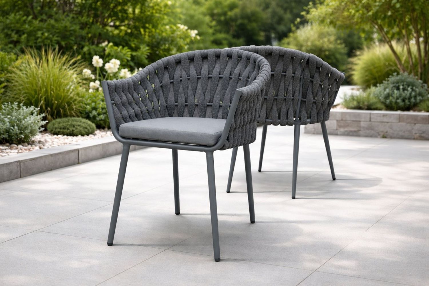 Destiny Gartensessel MOLINO (Set, 2-St), stapelbar, anthrazit meliert, Polster grau Bild 1