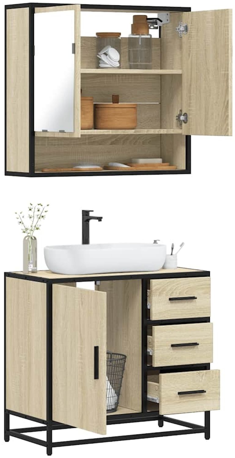 vidaXL 2-tlg. Badmöbel-Set Sonoma-Eiche Holzwerkstoff 3300926 Bild 1