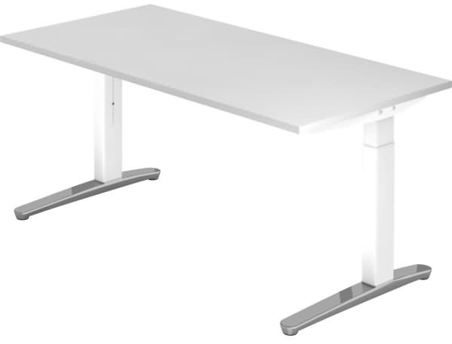 'XB16' Schreibtisch, C-Fuß, poliert, 160x80 cm, Weiß / Weiß Bild 1