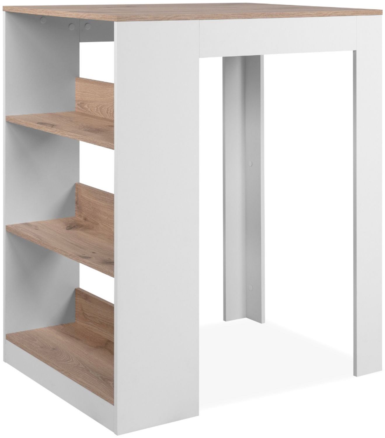 Calicosy 'TAMPA' Esstisch mit 3 Ablagefächern Eiche und Weiß L92cm - Helles Holz Bild 1