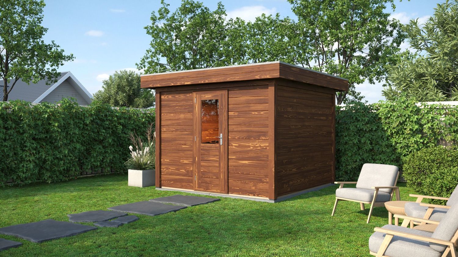 Lugarde Select Modern Gartenhaus Bochum 300x300cm - Braunes Öl Bild 1
