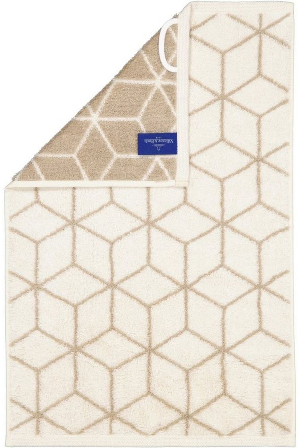 Villeroy & Boch Gästetuch - Carré, Walkfrottier, gemustert, Handtuch, Baumwolle Creme/Taupe 30x50 cm Bild 1