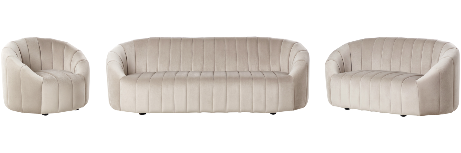 Sofa Set 6-Sitzer MALUNG Samtstoff Beige Bild 1