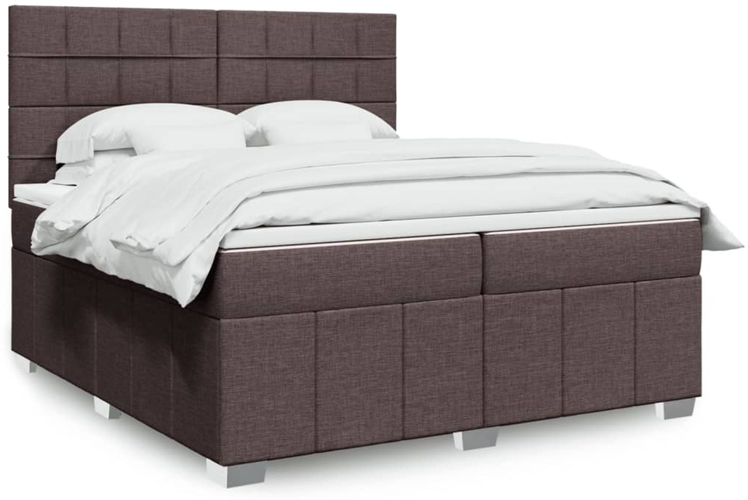 vidaXL Boxspringbett mit Matratze Dunkelbraun 200x200 cm Stoff 3291778 Bild 1