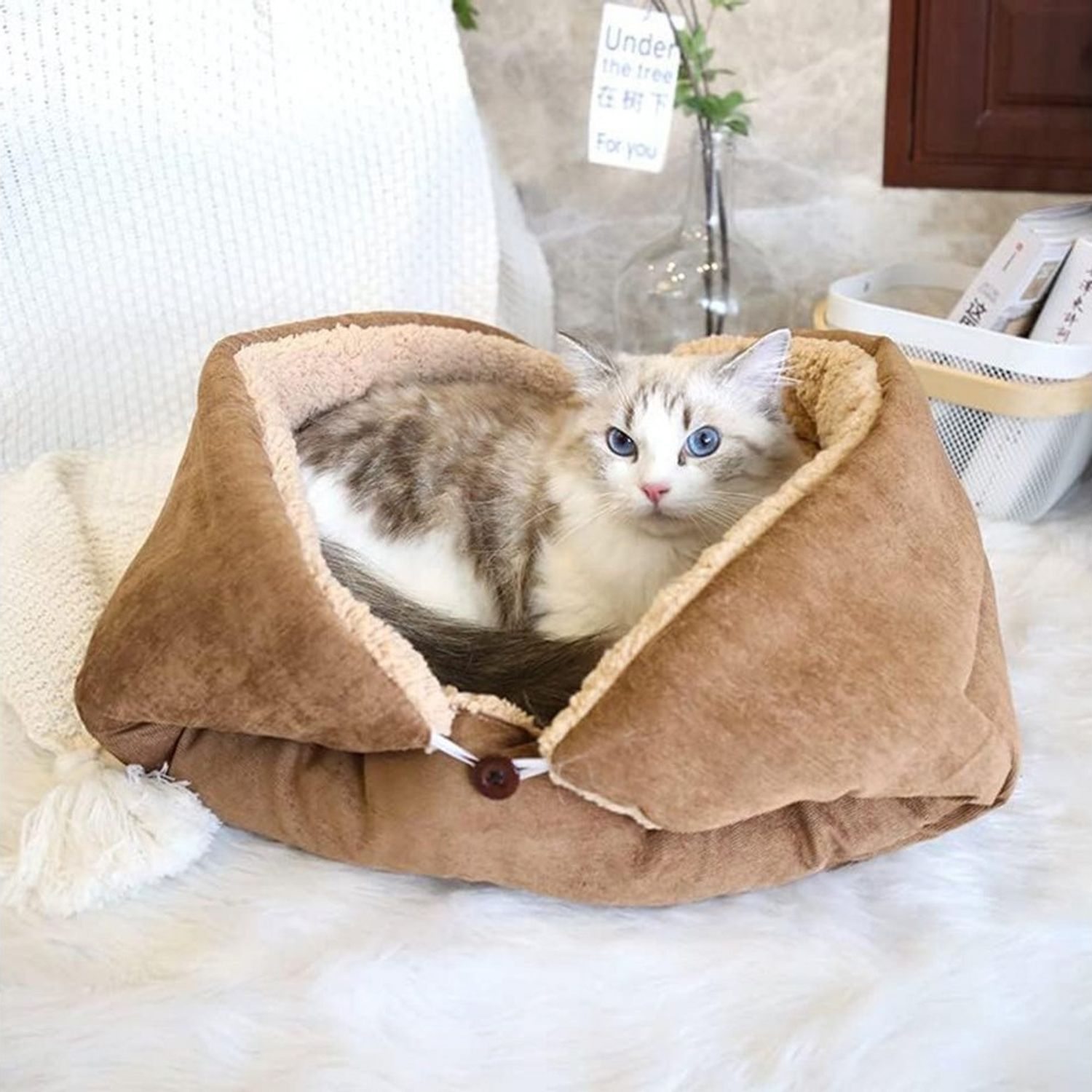 Ledander Tierbett Katzenbett Matte, 3 in 1 Katzenkissen,Waschbar Katzenbett Flauschig, für Katze und Hunde Bild 1