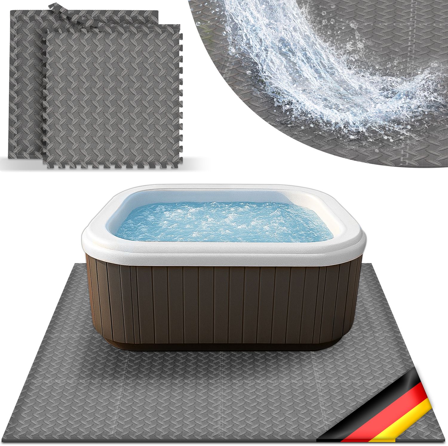 tillvex® Whirlpool Unterlage eckig 242 cm Grau | Bodenmatte Poolunterlage Matte viereckig Outdoor Whirlpools | Thermo Bodenschutzmatte Pool Untergrund | Bodenschutz Bodenplatte schützt & isoliert Bild 1