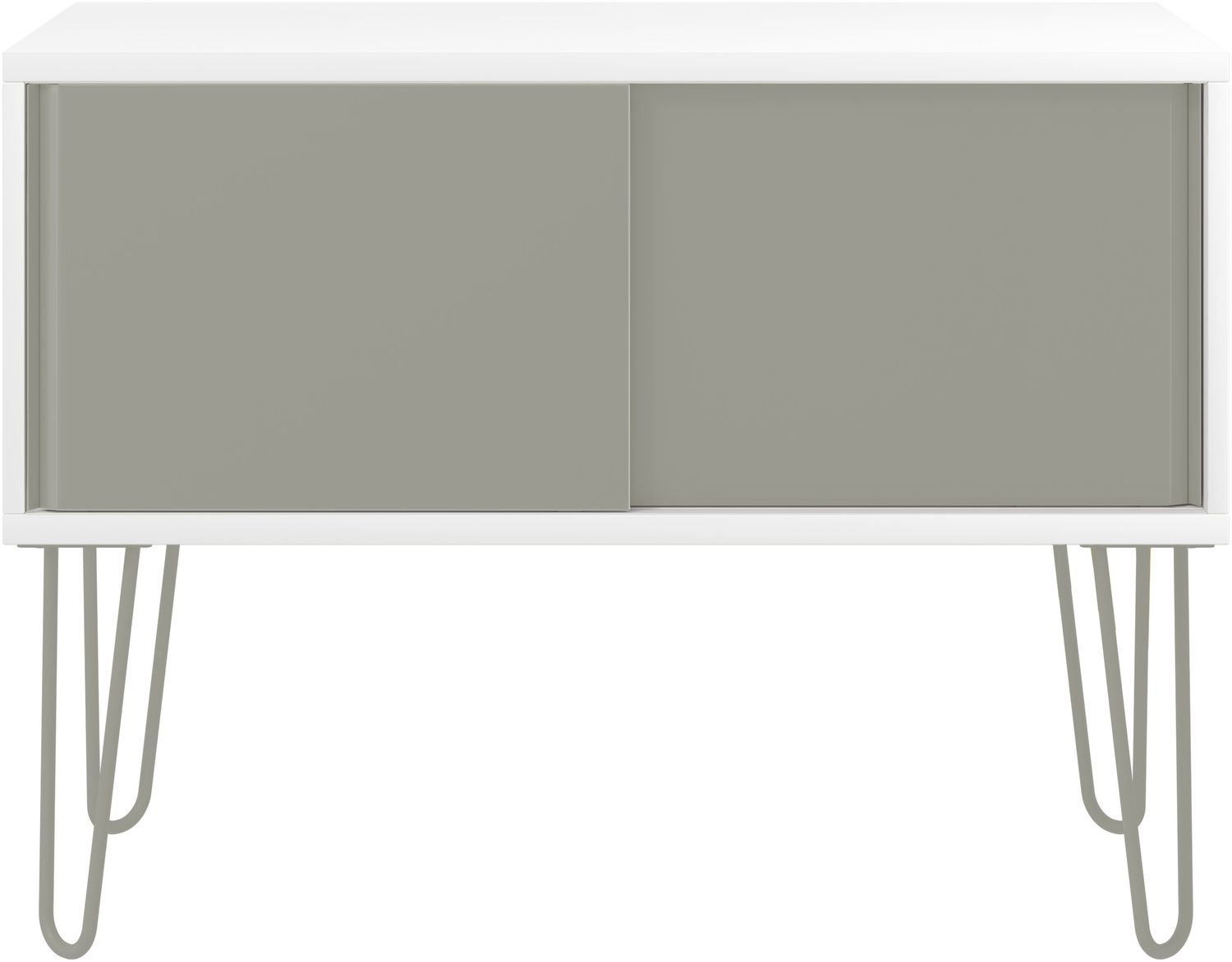 MultiRange Sideboard, weiß, Schiebetüren aus Stahl, 4 Stahlfüße, Maße: H 752 x B 1000 x T 450 mm, Farbe: weiß/lichtgrau Bild 1