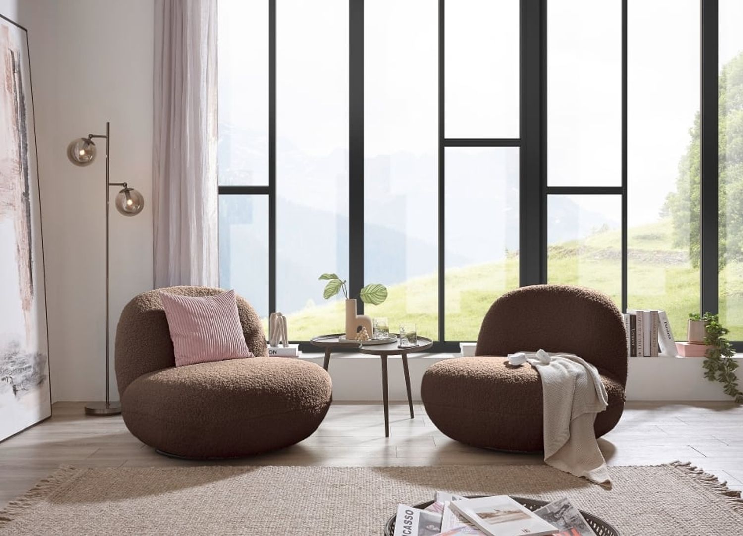 Drehsessel Chris ED Exciting Design Farbe Braun – Moderner Mikrofaser-Sessel mit Nosagfederung Bild 1