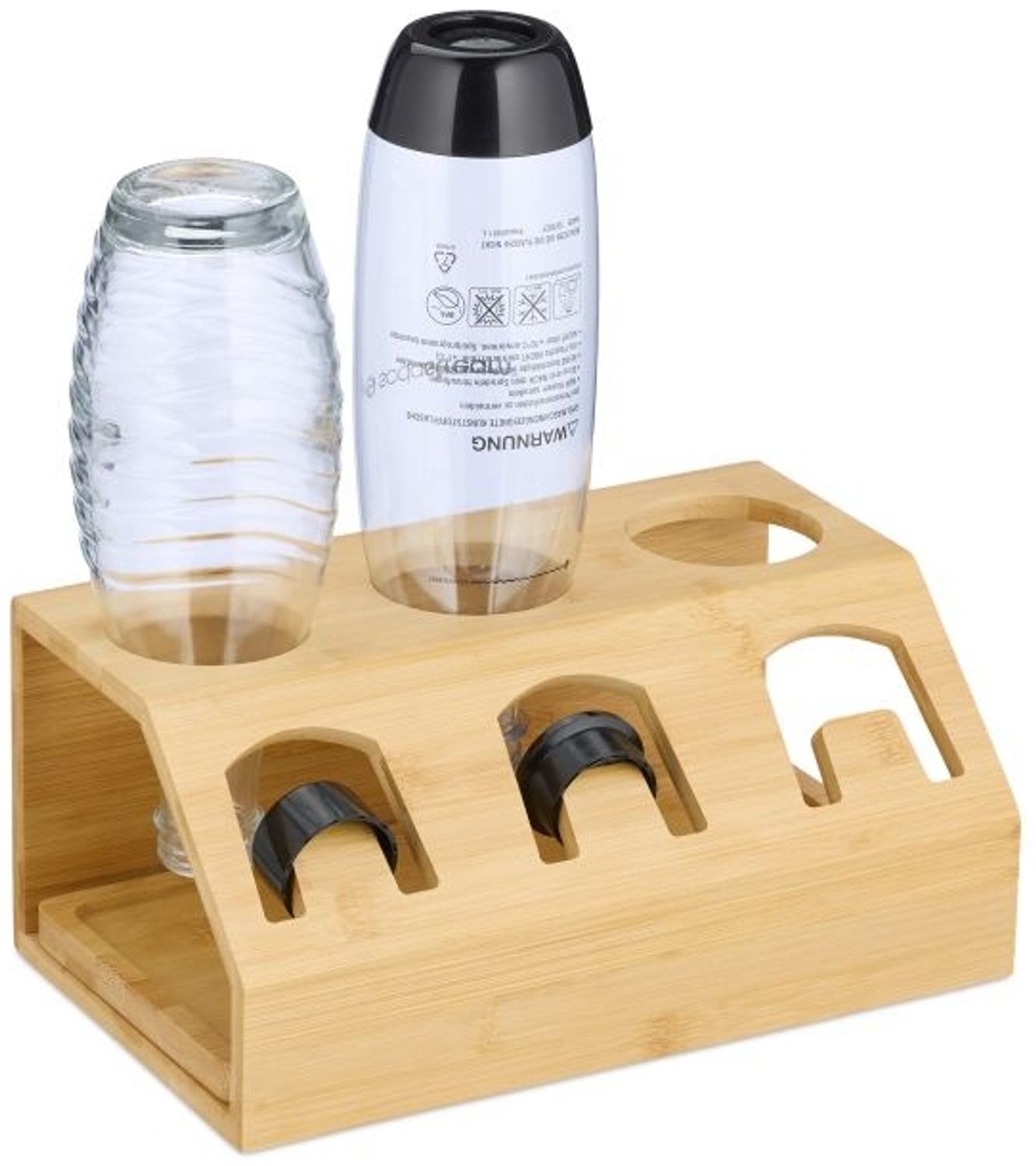 Relaxdays 3er Flaschenhalter aus Bambus Bild 1