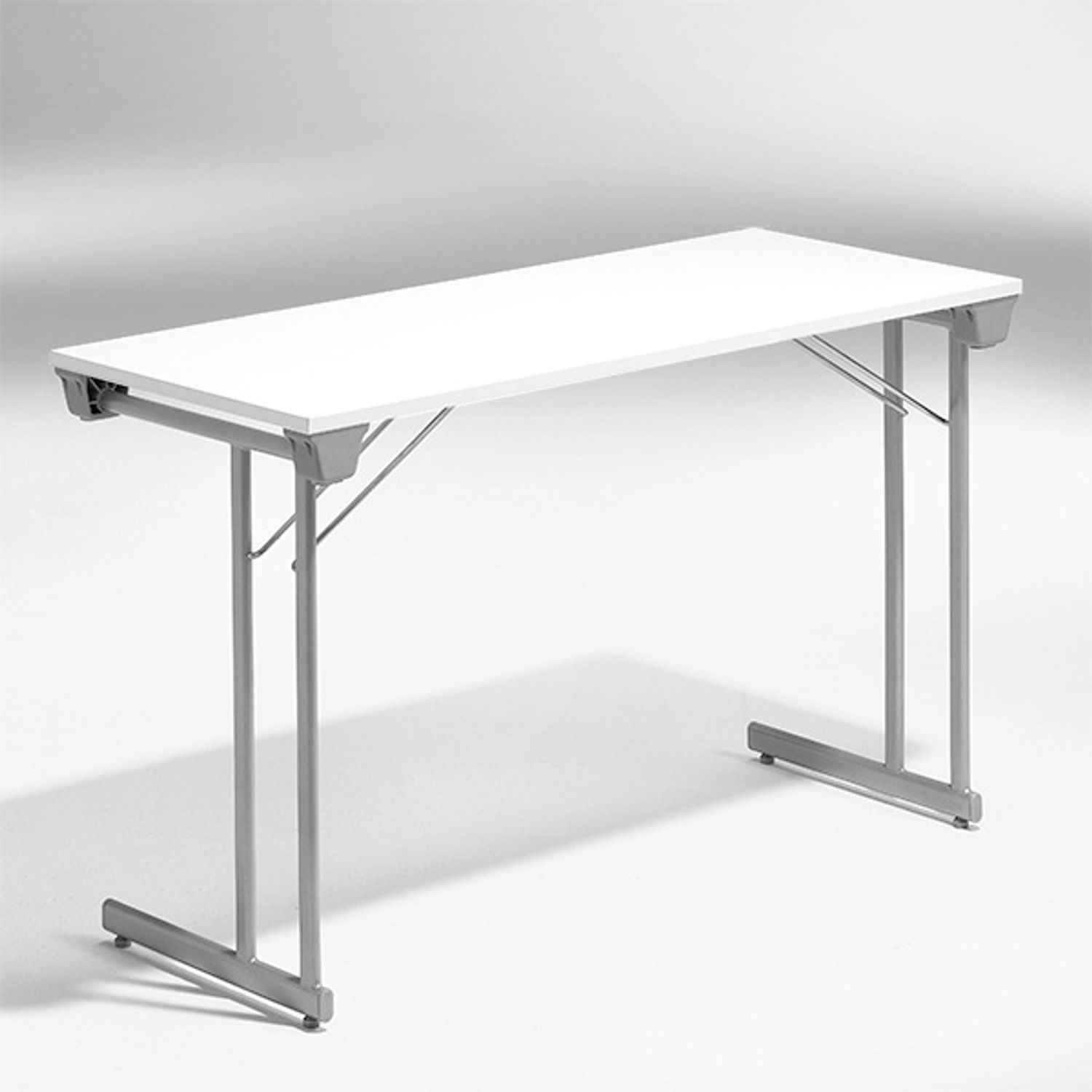 Konferenztisch Kongress weiß 1200x600 mm Alu-grauer Untersatz Bild 1
