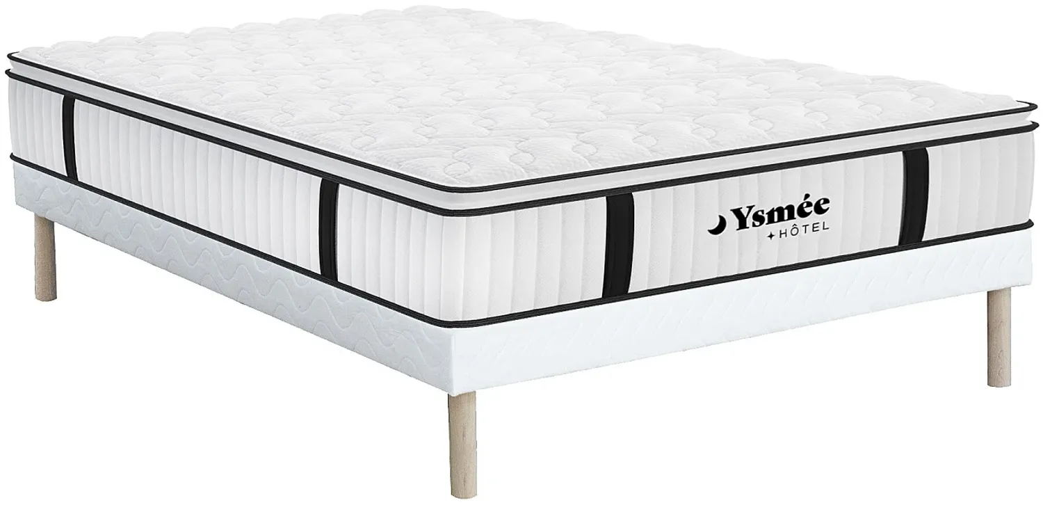 Vente-unique - DELICE Set aus Matratze und Bettgestell Stoff Weiß - B 160 cm x H 31 cm28 cm x L 200 cm Bild 1