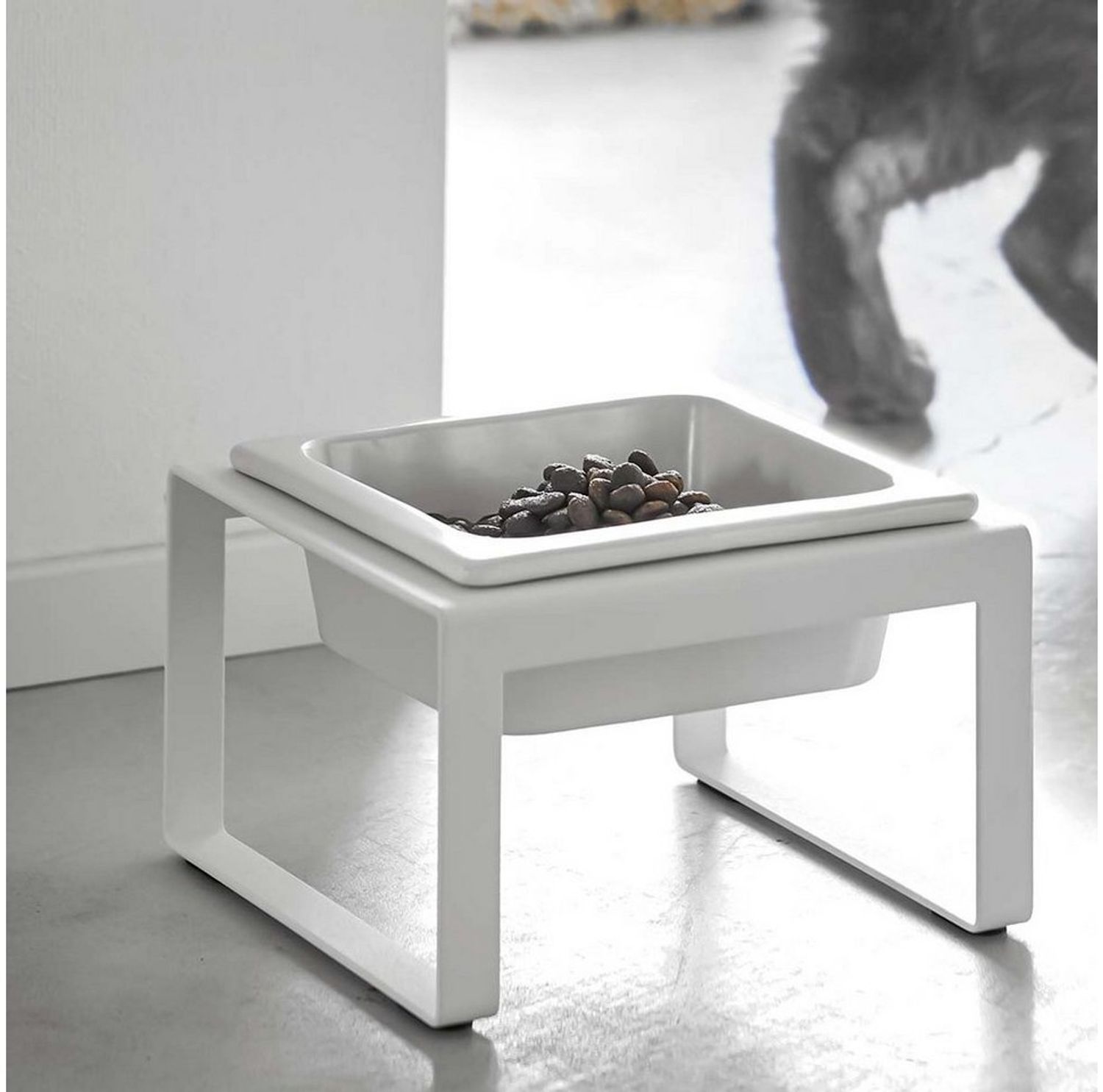 Yamazaki Futternapf Tower Einzelnapf 1 Schale Metallgestell für Hunde und Katzen, Keramik, Fressnapf, Napf, für Katzen und kleine Hunde, Futterstation Bild 1