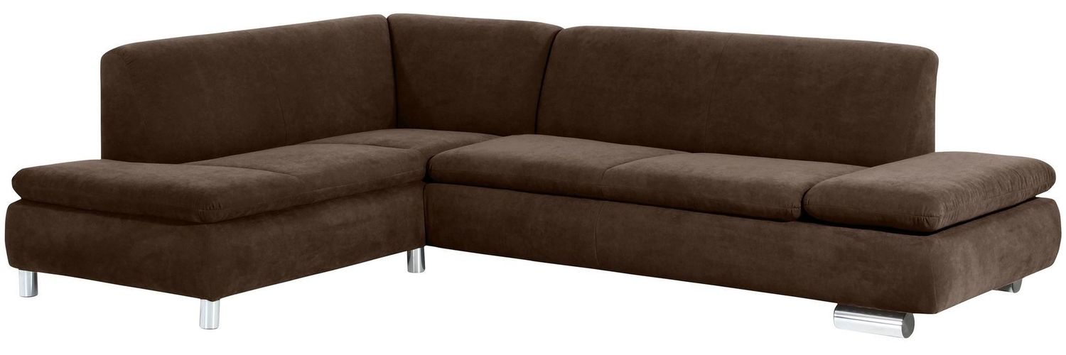Ecksofa mit Ottomane links Kaye Bezug Veloursstoff Metallfuß verchromt / braun 23107 Bild 1
