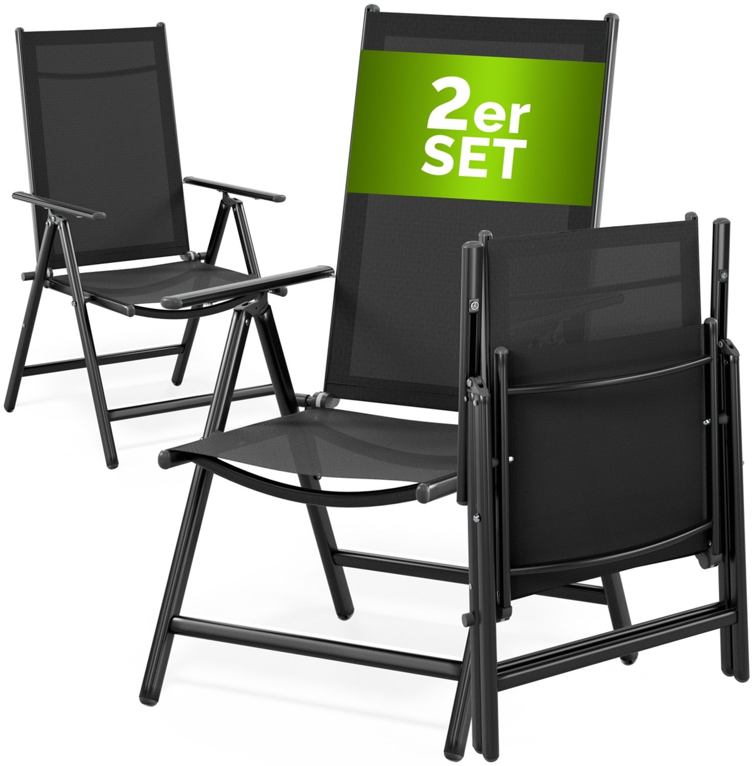 CASARIA® Aluminium Gartenstuhl Bern Klappbar Anthrazit 2er Set Bild 1