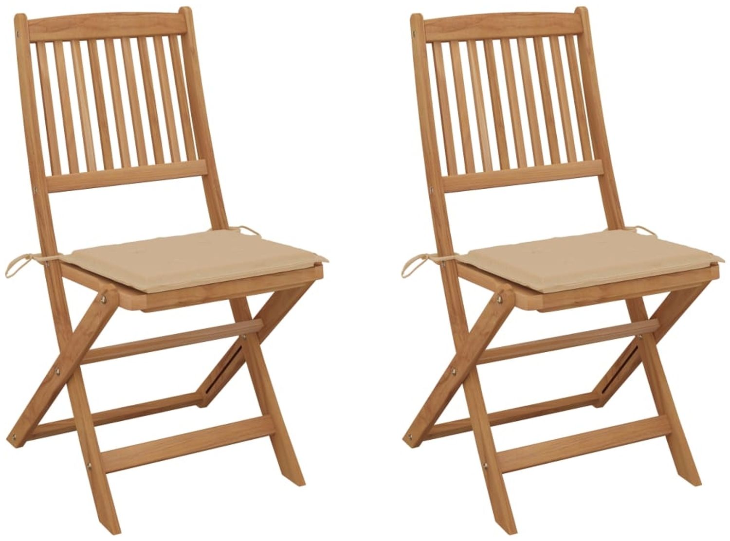 vidaXL Klappbare Gartenstühle 2 Stk. mit Kissen Massivholz Akazie 3064647 Bild 1