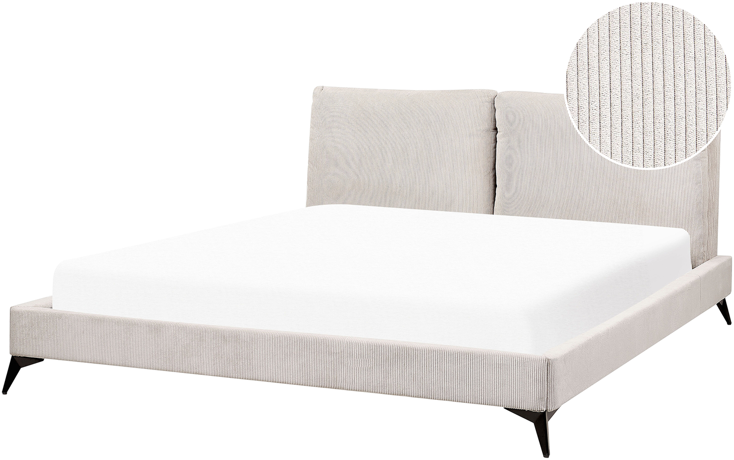 Bett mit Lattenrost MELLE 180 x 200 cm Cord Helles Beige Bild 1