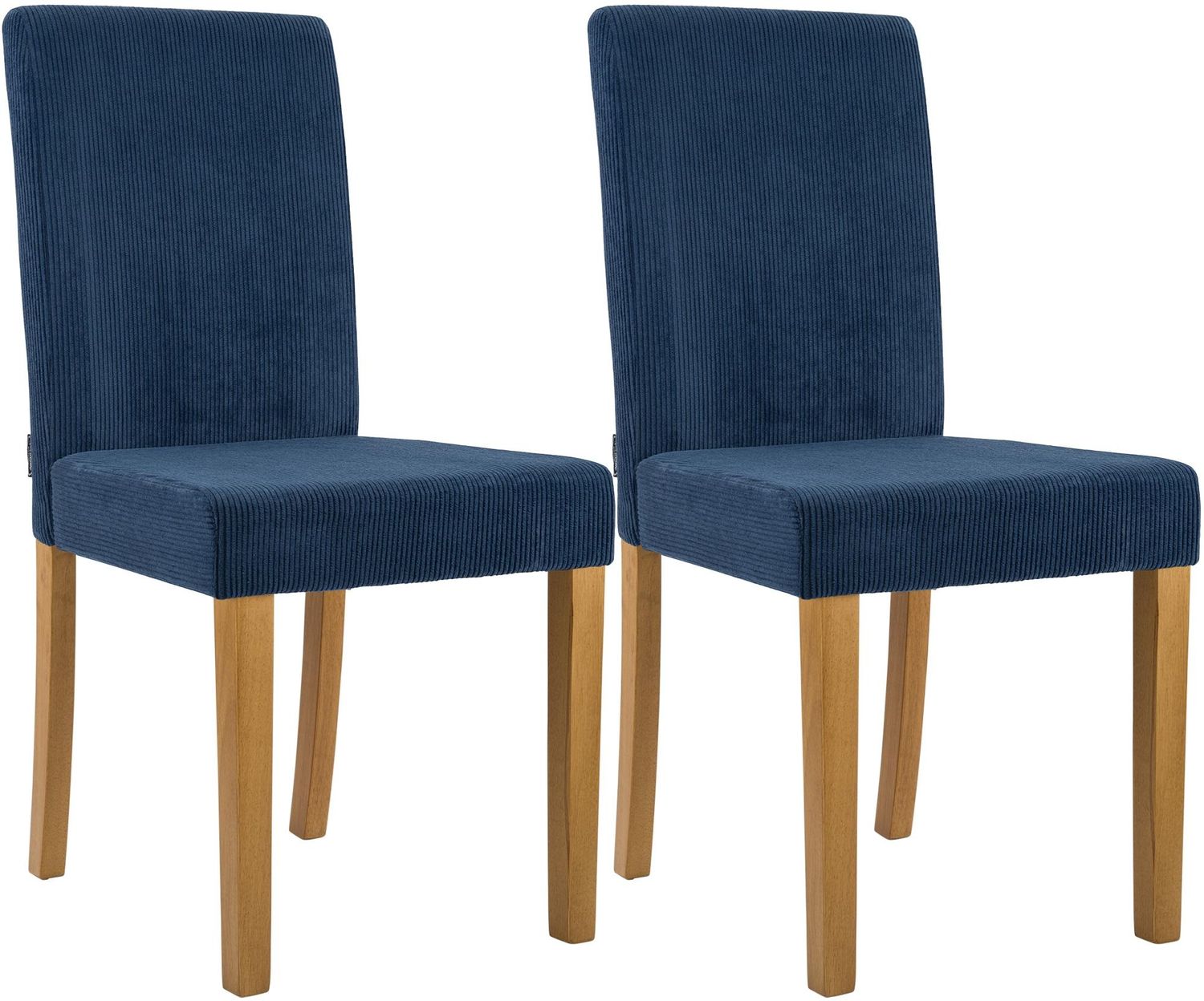 CLP 2er Set Esszimmerstuhl Ina Cordbezug gepolstert mit Rückenlehne und Holzbeinen,blau antik-hell Bild 1