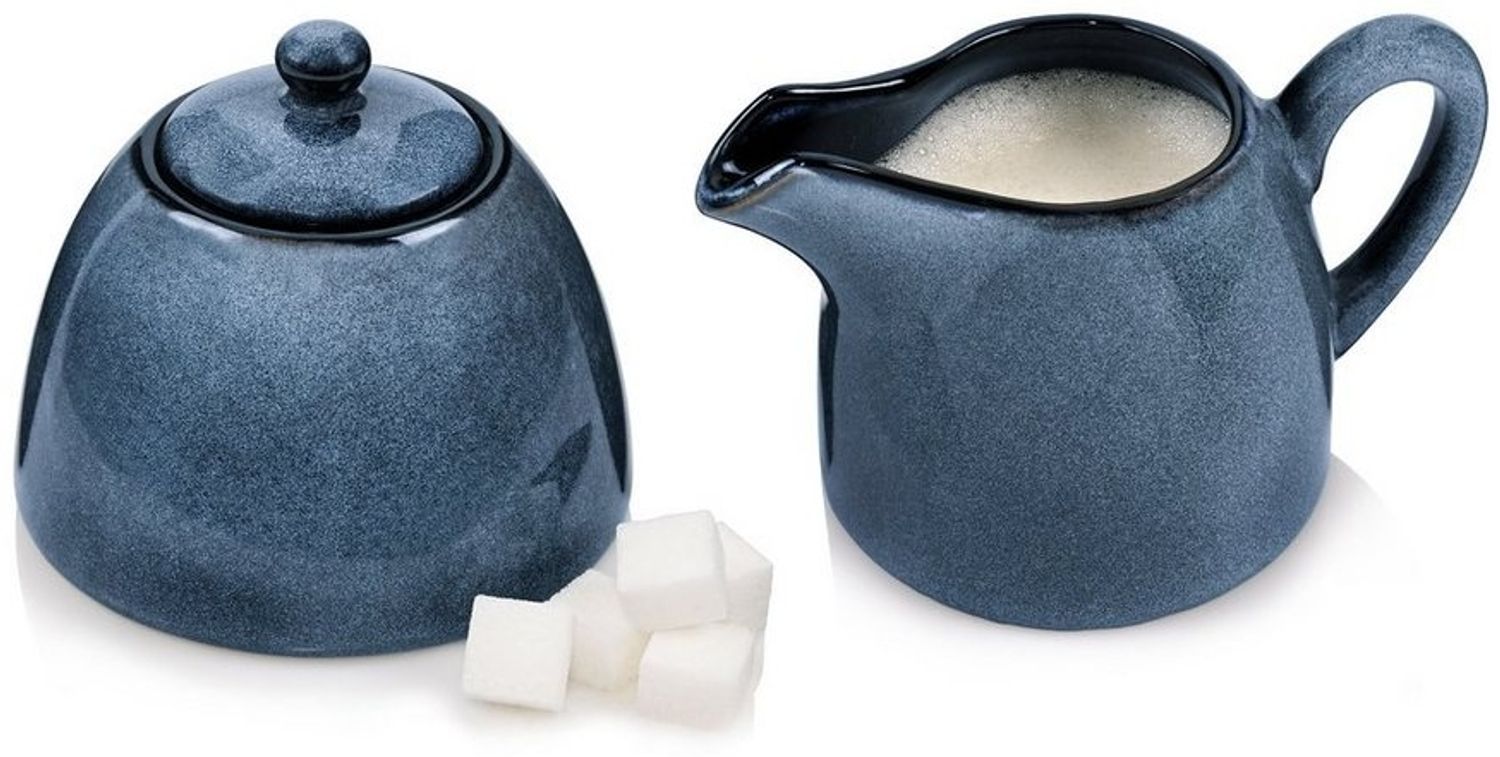 SÄNGER Milch- und Zuckerset Darwin (2-tlg), Steingut, Handmade, Blau, Premium Collection Bild 1