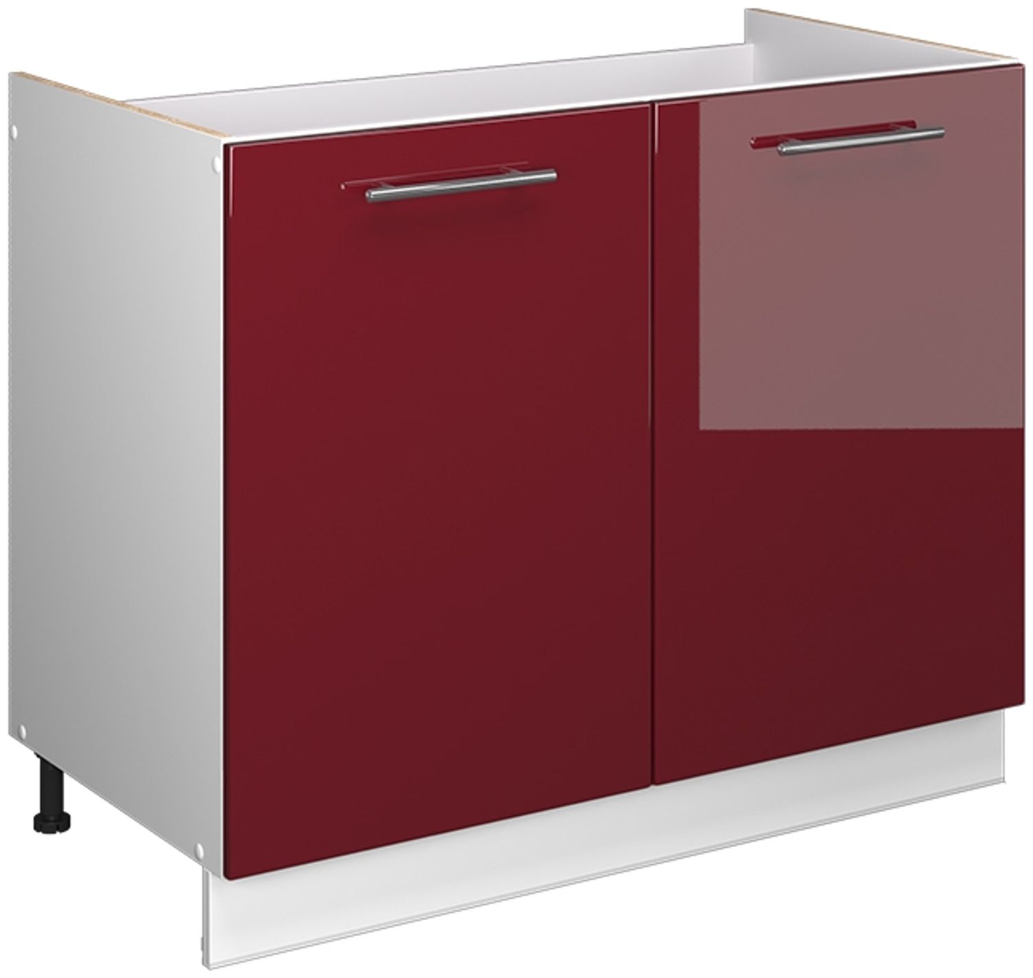 Spülenunterschrank Fame-Line Bordeaux Hochglanz/Weiß 100 cm ohne Arbeitsplatte Vicco Bild 1