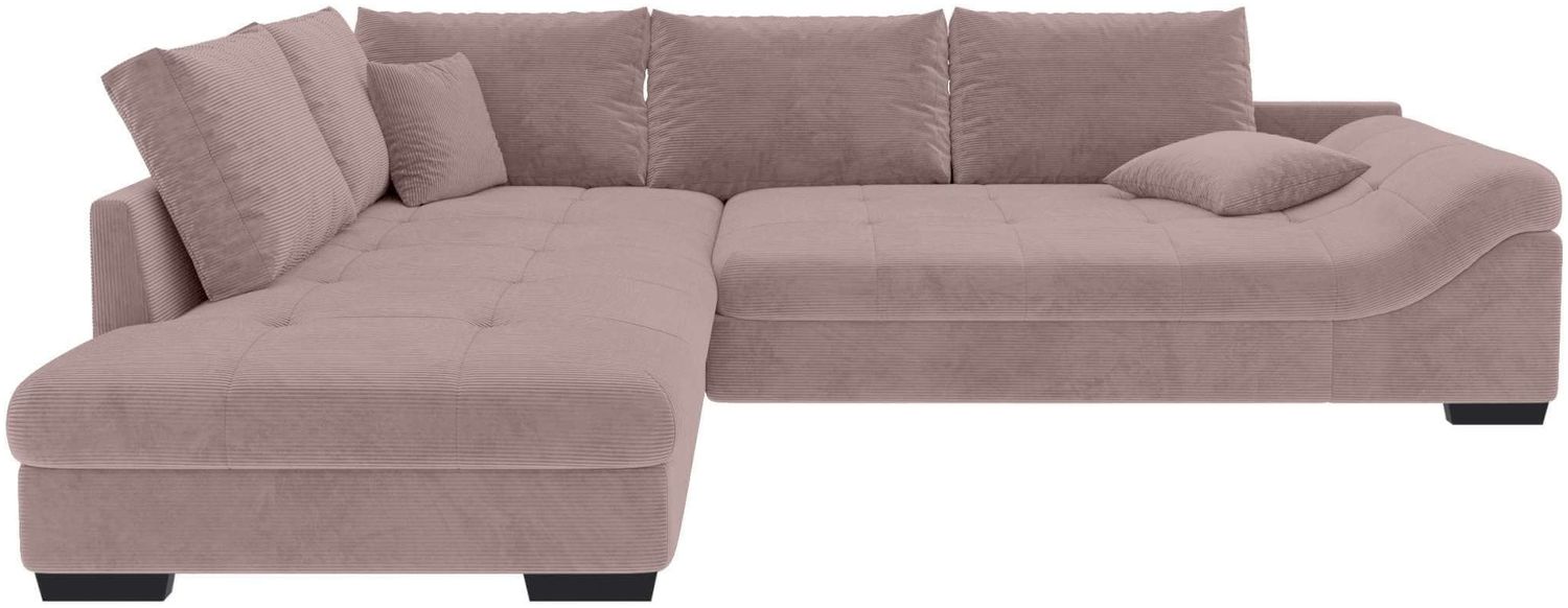 Couch Mykonos L Form in Samtstoff - Cordstoff - pastellrosa - Links Bild 1