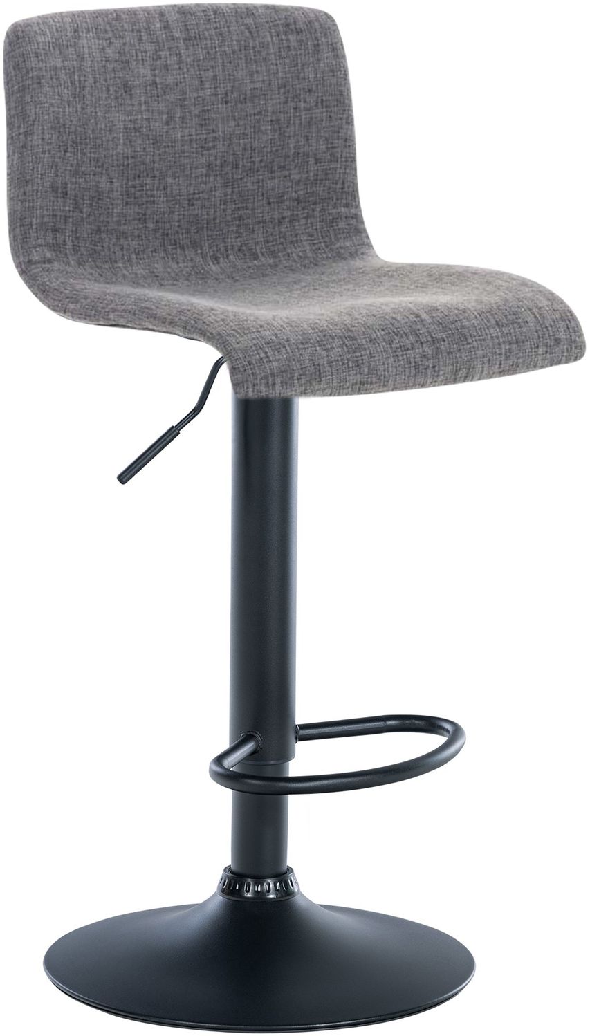 Barhocker PESAN - Stoff Hellgrau 39x36x84 cm Schwarz | Barstuhl Höhenverstellbar Mit Lehne Drehbar Tresenhocker Tresenstuhl Kneipenhocker Kneipenstuhl Bild 1