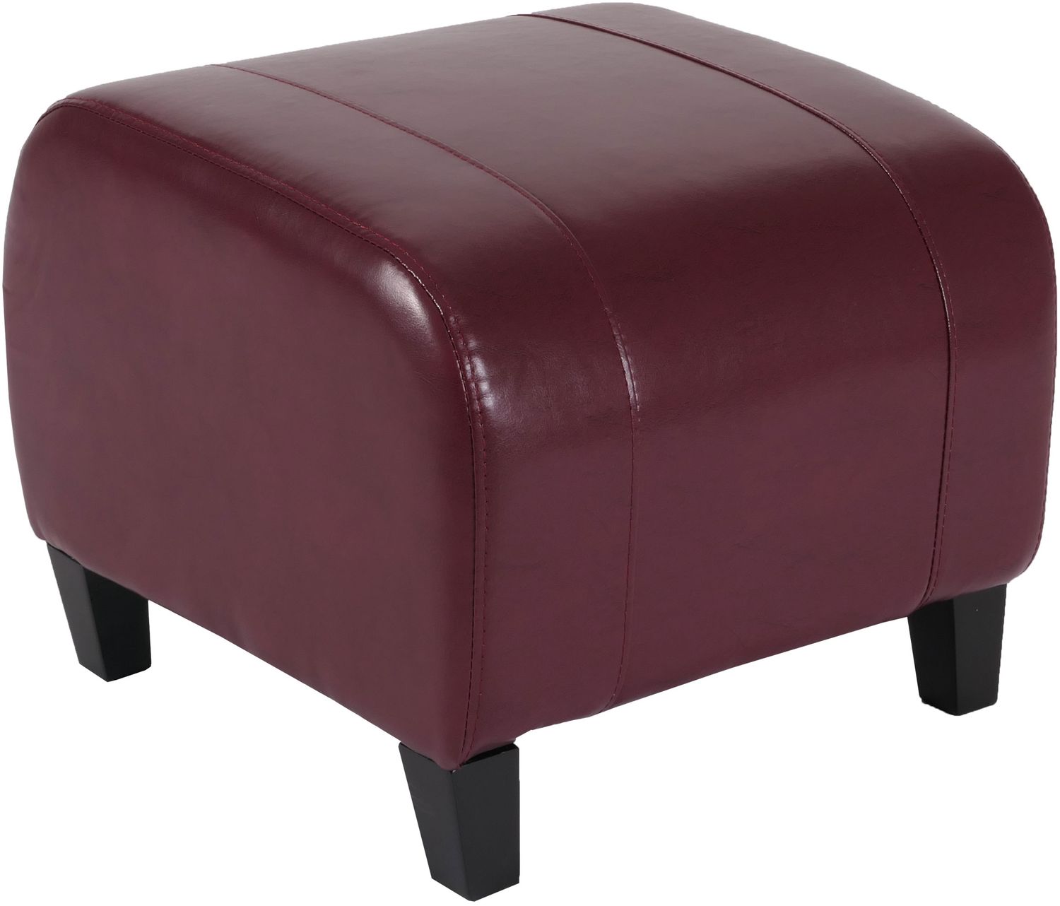 Hocker Sitzwürfel Sitzhocker Emmen, Leder + Kunstleder, 37x45x47 cm MVG-zertifiziert ~ rot Bild 1