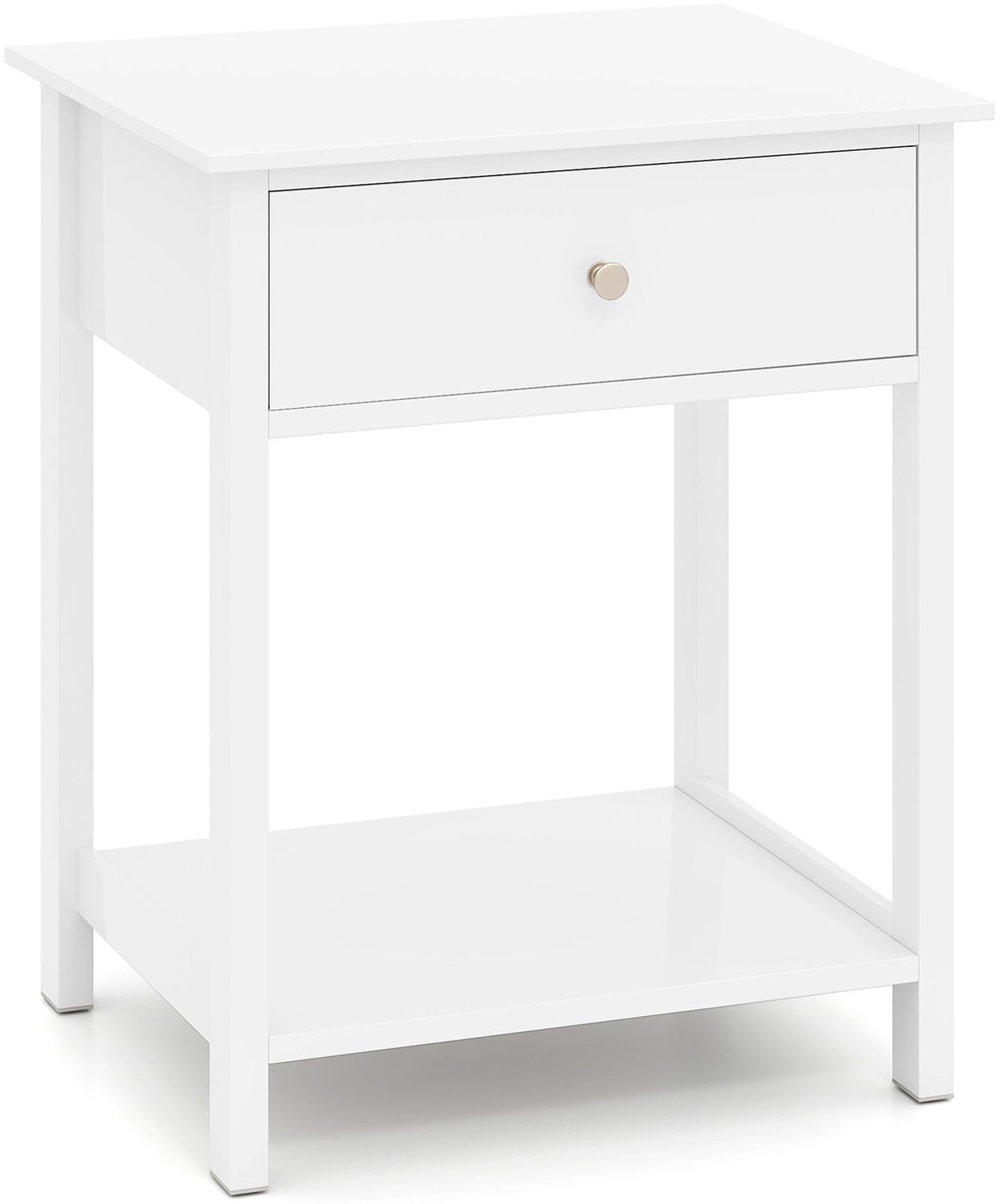 Nachttisch mit Schublade & Offenem Regal Beistelltisch Nachtschrank Nachtkonsole Weiß Bild 1