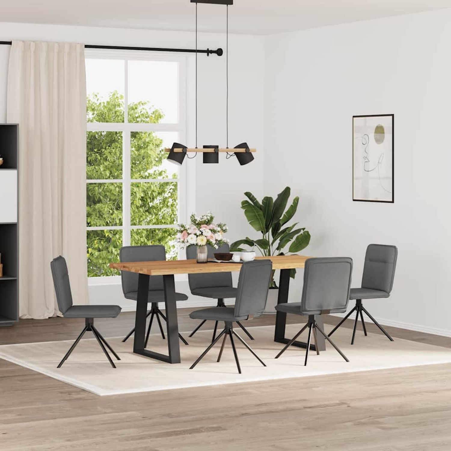 vidaXL Esszimmerstühle 6 Stk. Dunkelgrau Stoff 3315603 Bild 1