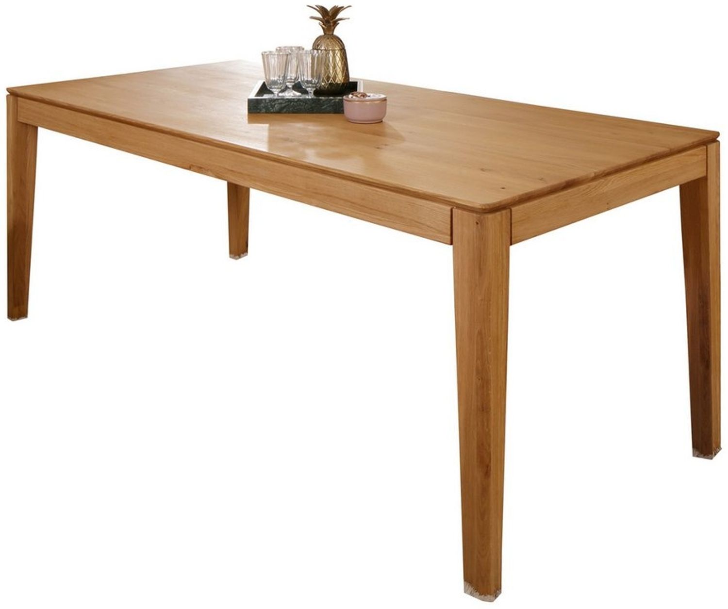 Massivart® Esstisch ausziehbar Wildeiche geölt / 160-245 cm / Massivholztisch »FLAVIA«, Butterfly-Auszug • schwebende Tischkante • massive Standbeine Bild 1