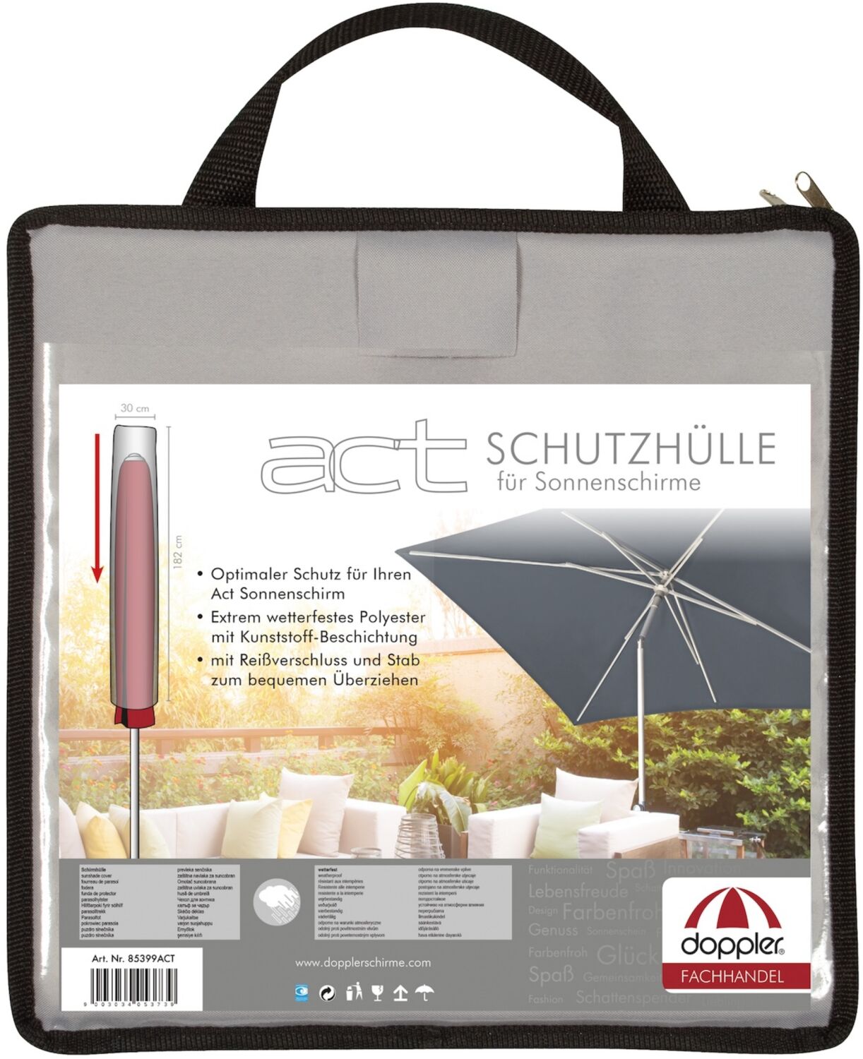 Doppler Schutzhülle ACT Schirmhülle für alle Mittelmastschirme rund und eckig Schutzhaube Abdeckhaub Bild 1