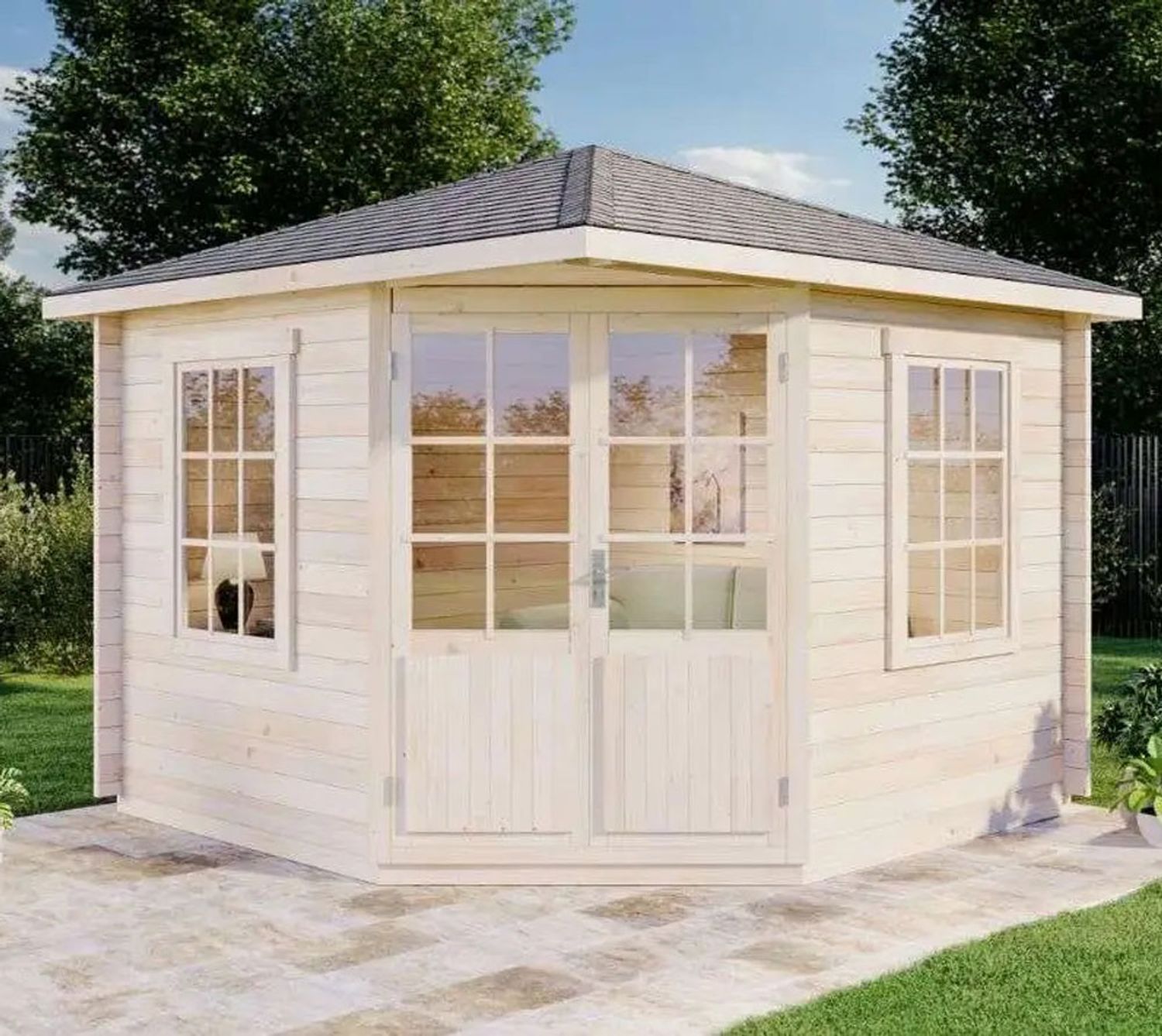 Alpholz Holz Gartenhaus Monica | Natur | 325x325x270 cm Bild 1