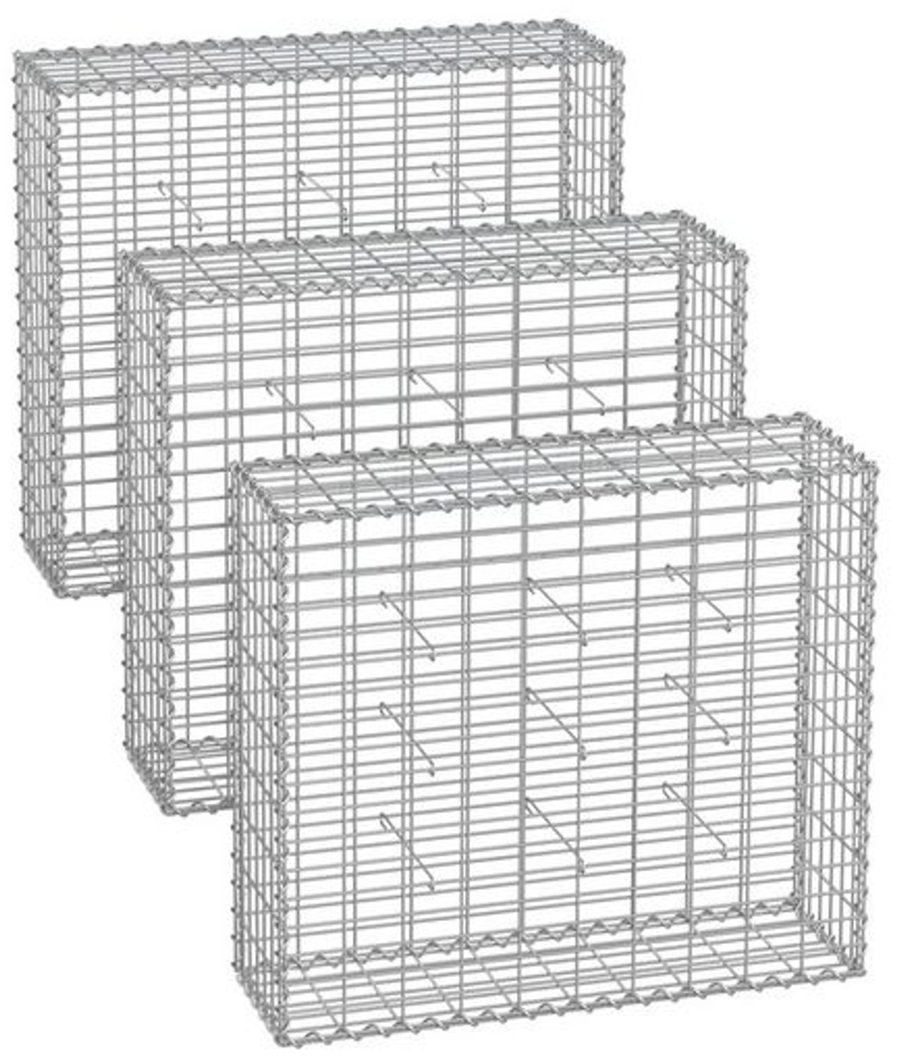 SONGMICS GabioneGabionenkörbe,100 x 90 x 30 cm, 3er Set,Metall-Steinkörbe mit 5 x 10 cm Maschenweite für Mauersteine, verzinkt, Steingabionen Mauer, silber GGB393 Bild 1
