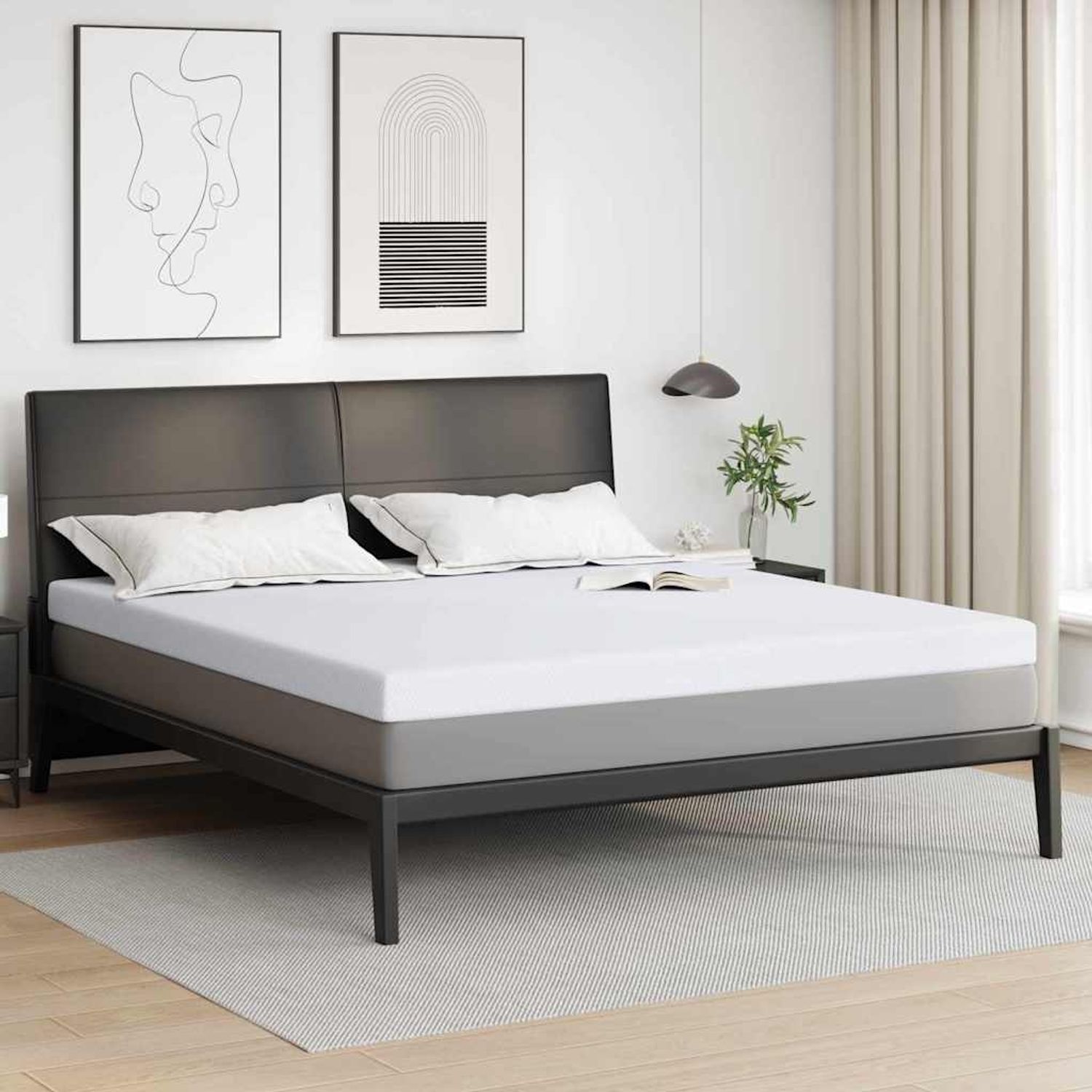 vidaXL Matratzenauflage, Jacquard Stoff weiß, Höhe 10 cm, 200x200 cm Bild 1