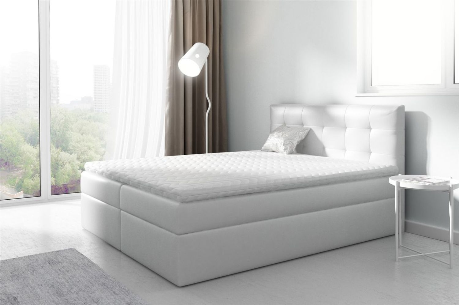 Boxspringbett PARLA 180x200 cm Kunstleder Weiss Bild 1