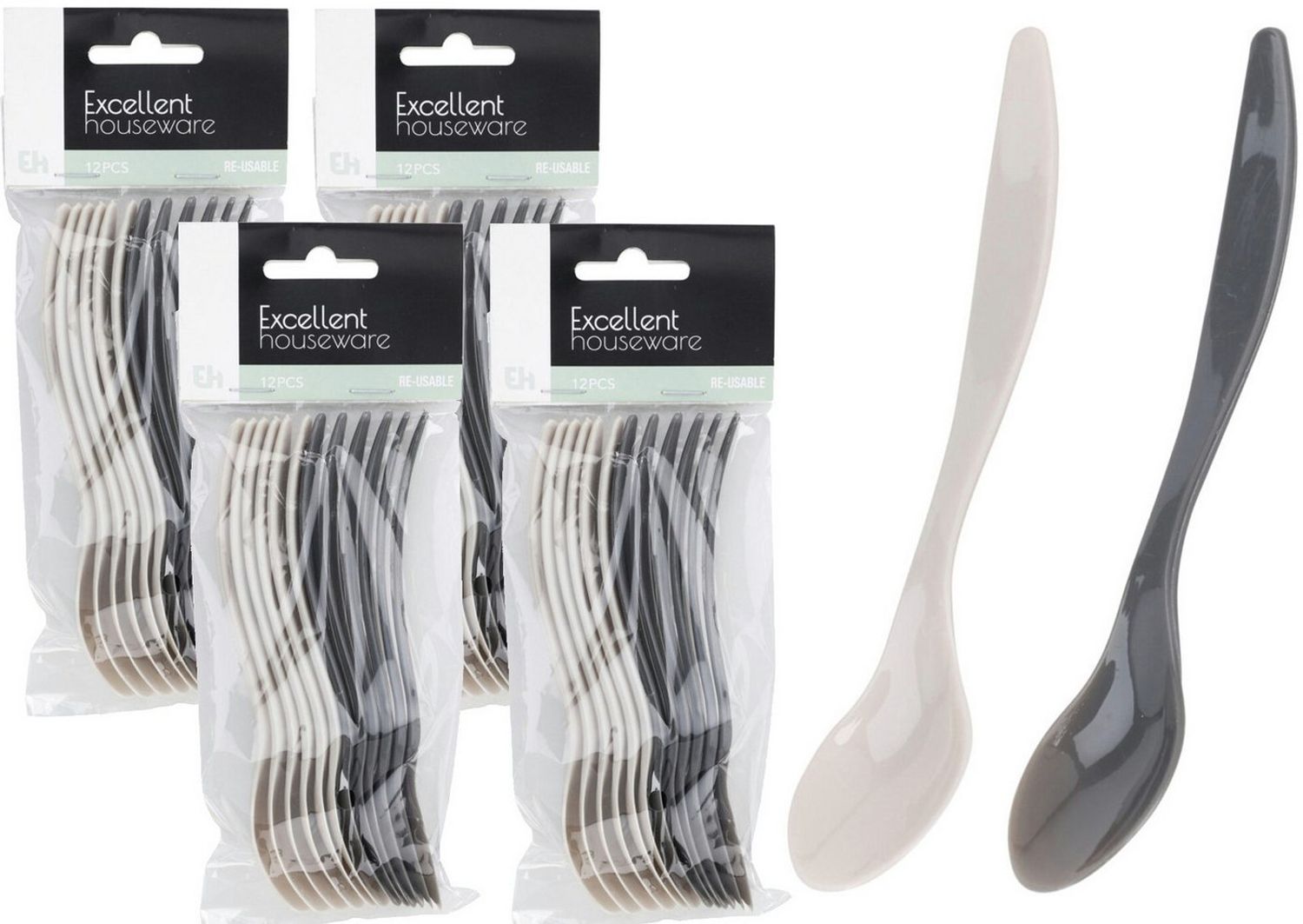 Koopman Eierlöffel Mehrweglöffel 14 cm Kunststoff 24/48 er Set (48 Stück), 48 Löffel, Mehrweglöffel, 14cm lang, Bestecklöffel, Kaffeelöffel Bild 1