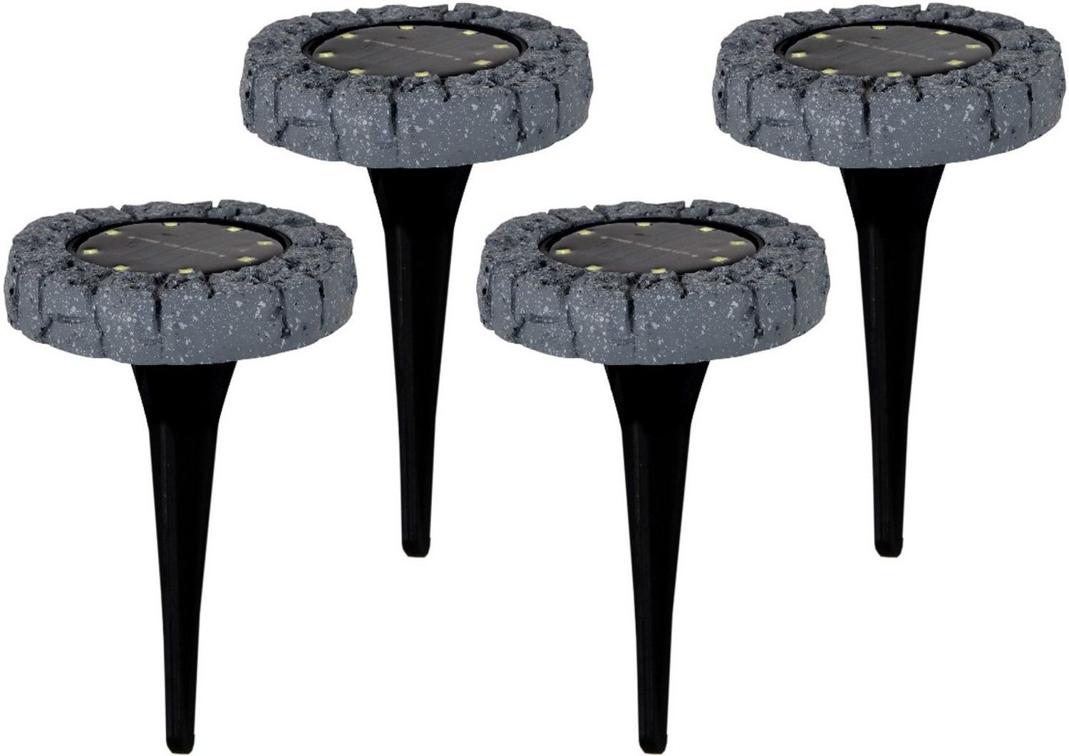 näve LED Gartenleuchte LED-Solar Bodenleuchte, LED fest integriert, Kaltweiß, mit Erdspieß, 4er Set Bild 1
