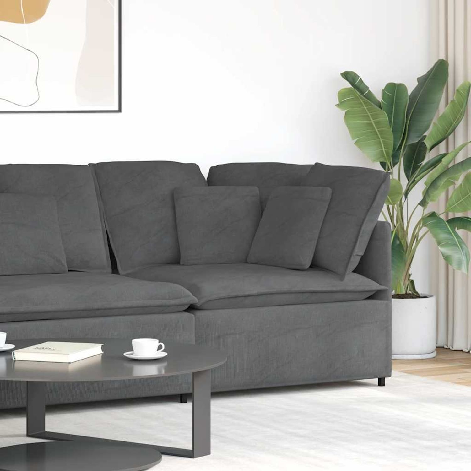 vidaXL Modulares Sofa Eckmodul mit Kissen Dunkelgrau 100 cm 4104468 Bild 1