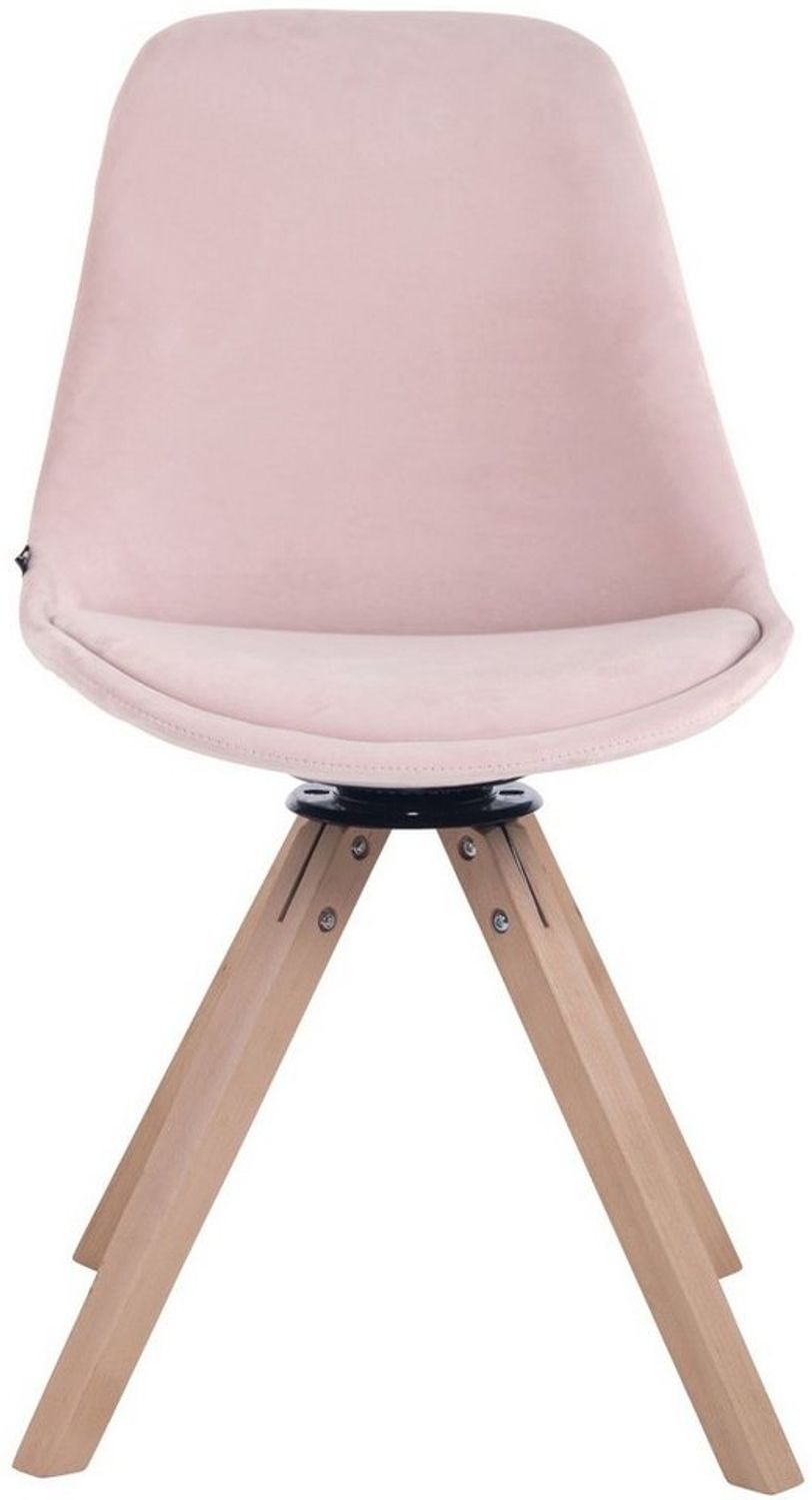 CLP Esszimmerstuhl Troyes Samt Square drehbarer und mit eckigen Holzbeinen,pink natura Bild 1