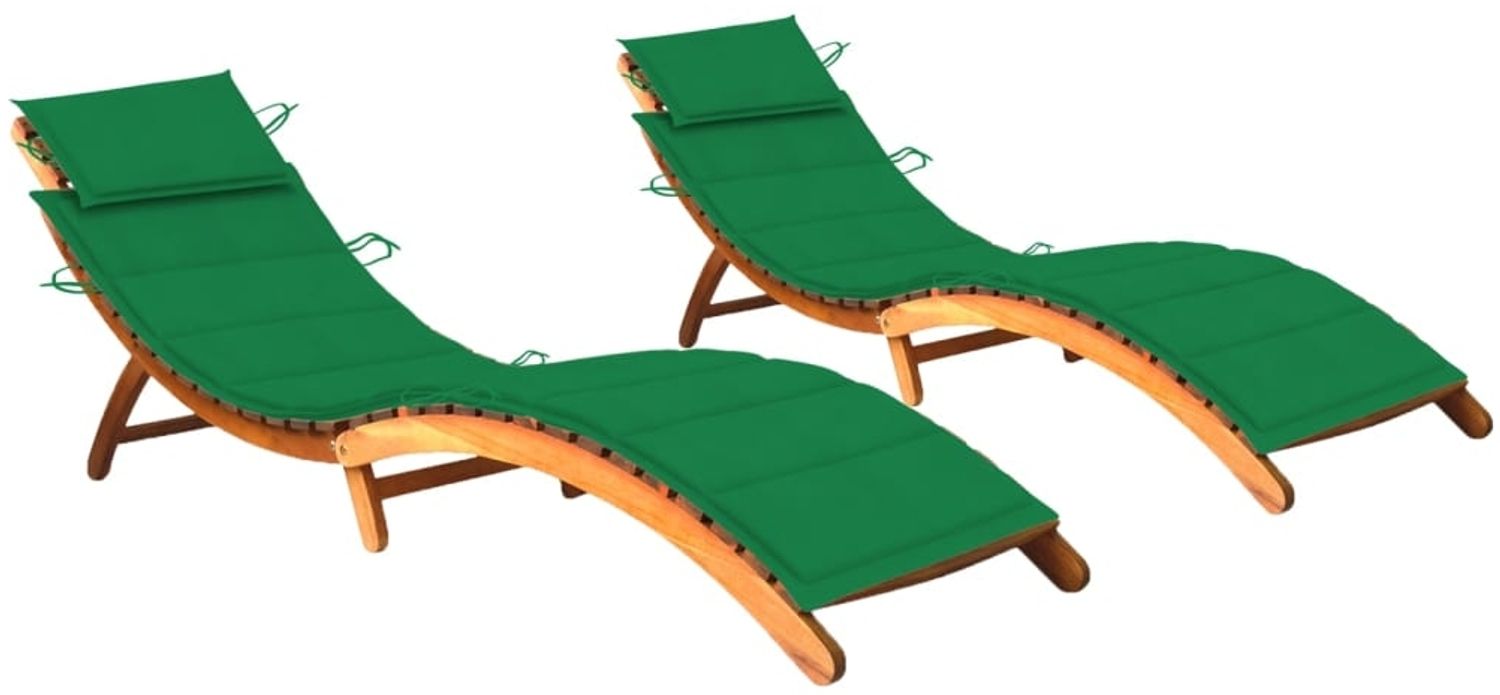 vidaXL Sonnenliegen 2 Stk. mit Auflagen Massivholz Akazie 3077366 Bild 1