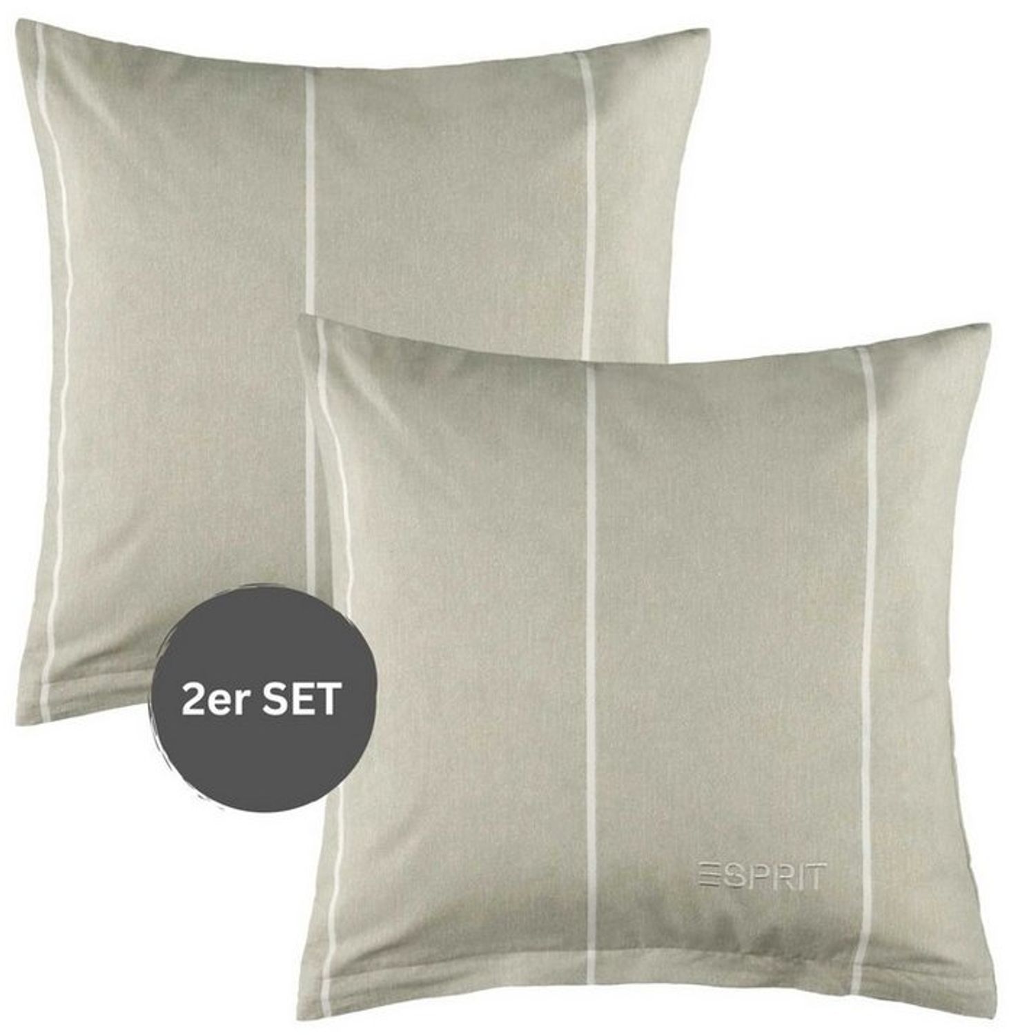 Esprit Bettwäsche HARPLINES Renforcé Kissenbezüge und Bettwäsche, Baumwolle, 2 teilig, 40 x 40 cm 2er Pack in Grau Bild 1