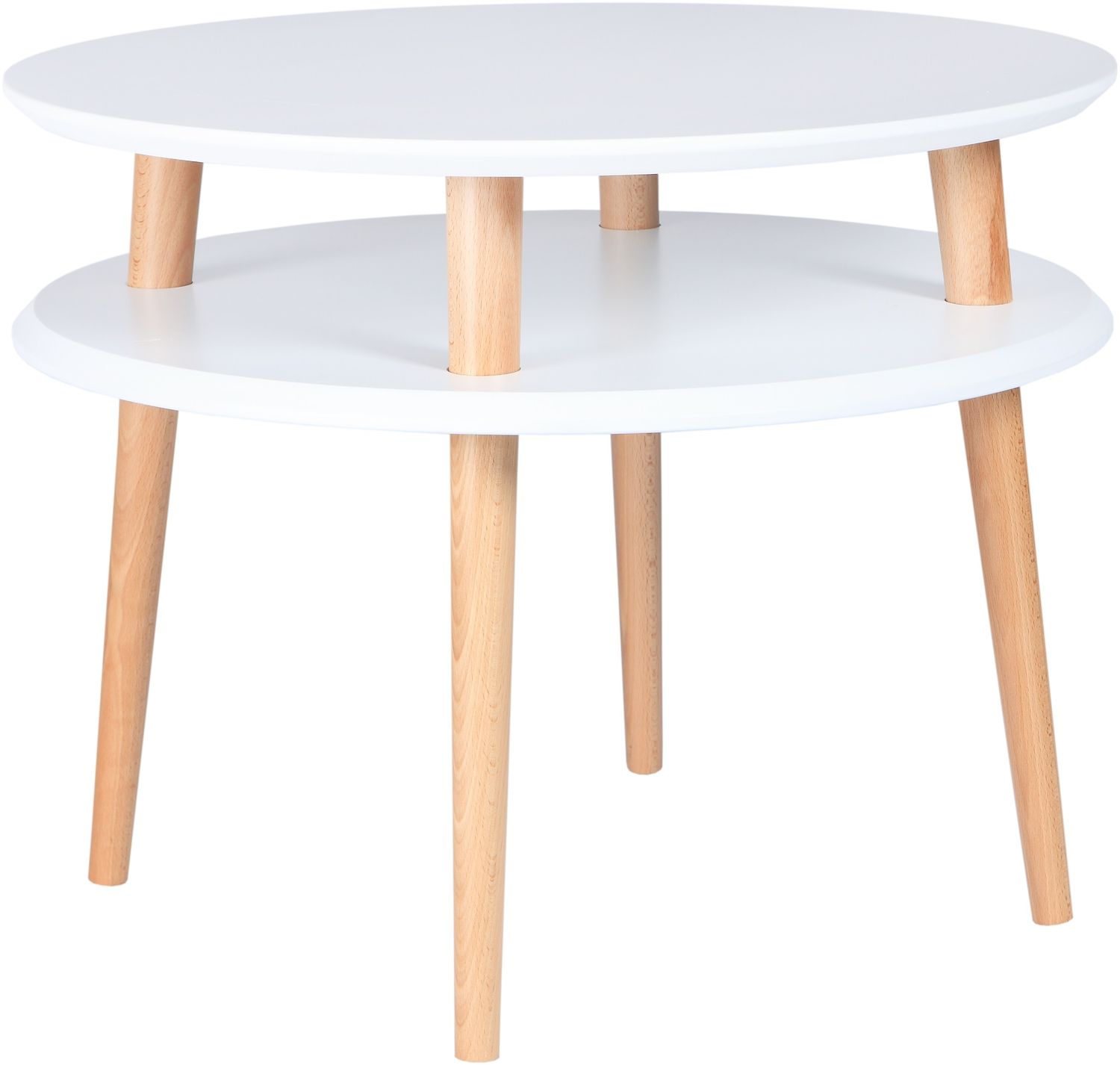 Ragaba Couchtisch, MDF & Buche Massivholz, Ø 57x45 cm, Weiß Bild 1