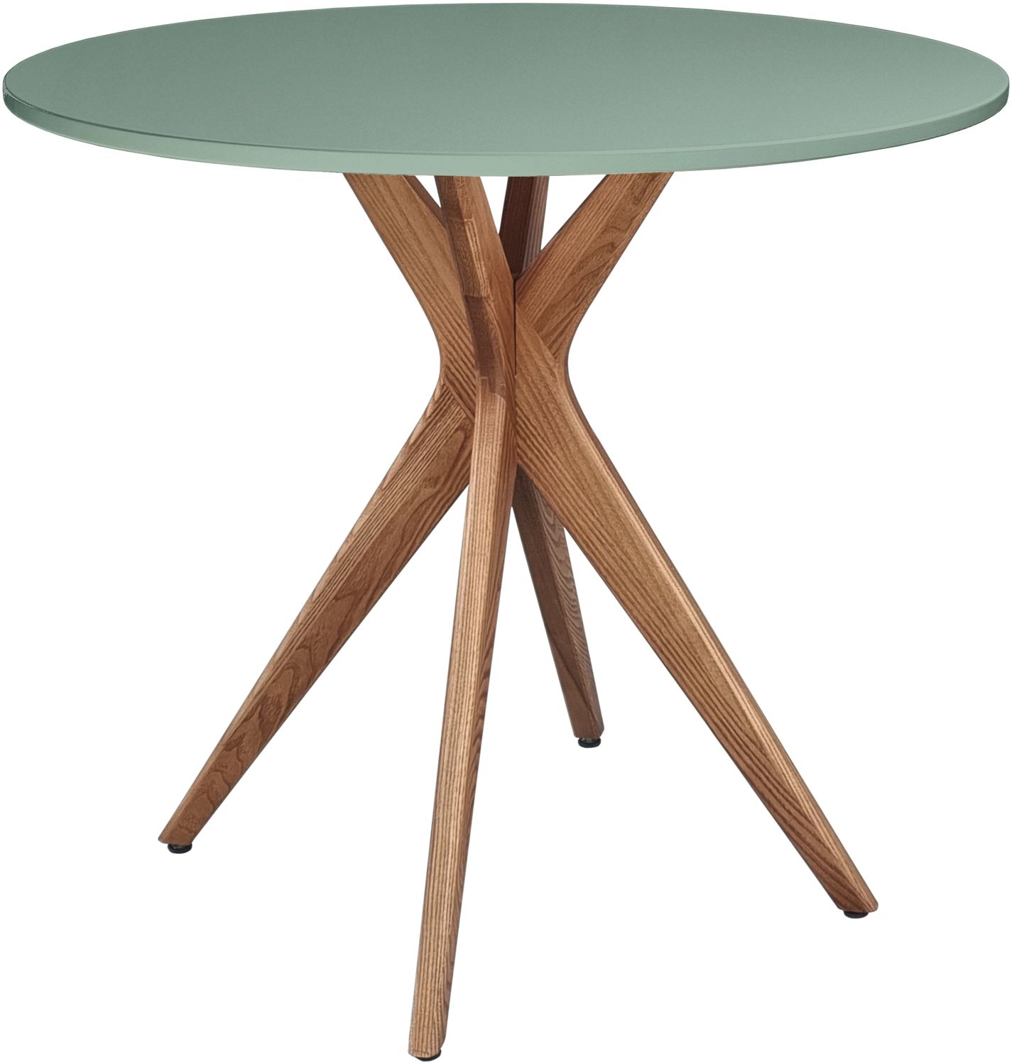 Ragaba runder Esstisch, MDF / Beine aus Massivem Eschenholz in Eiche, Salbei Grün, Ø 70 cm Bild 1