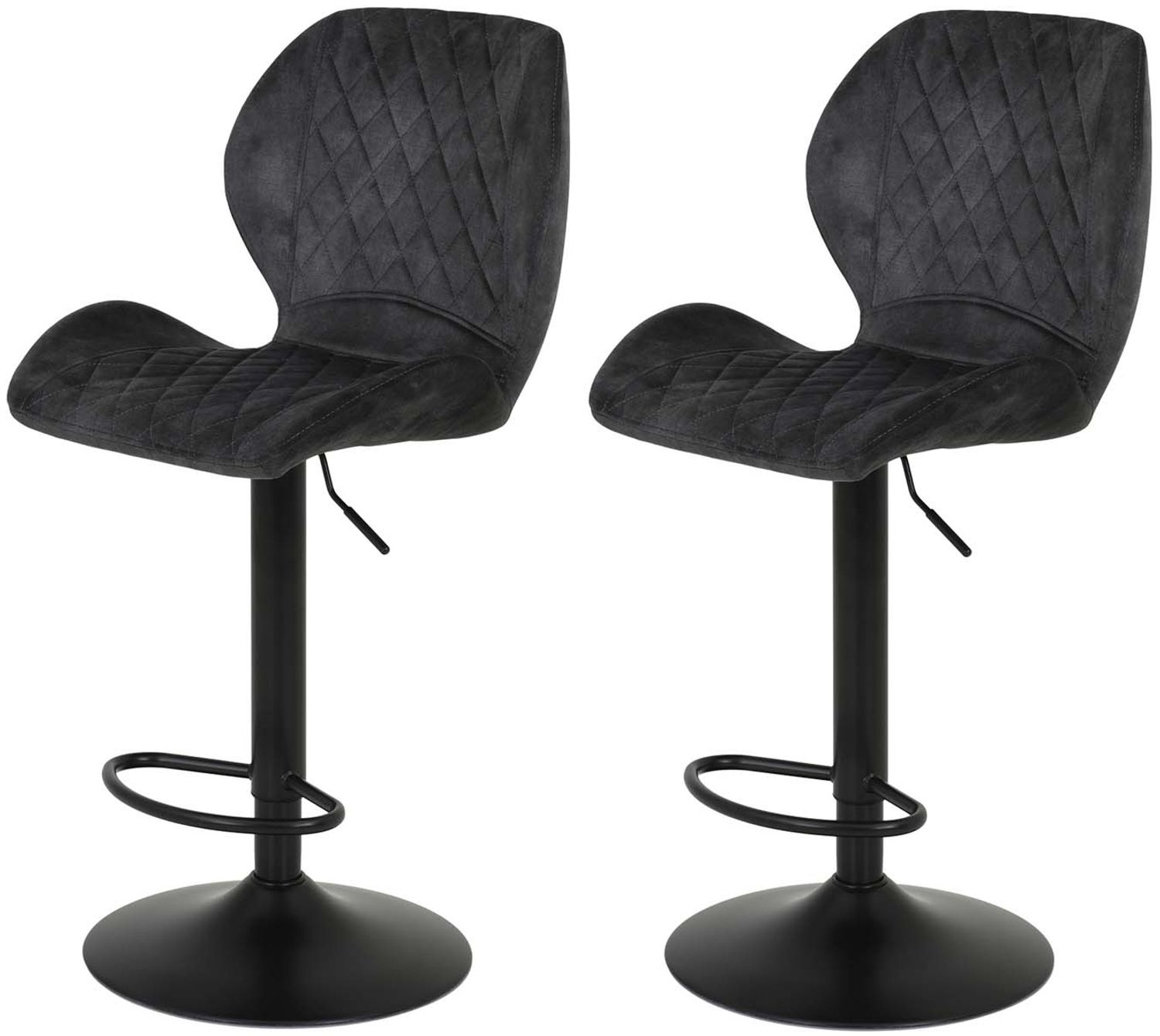 2er Set Barhocker Laila - Samt Anthrazit Bild 1
