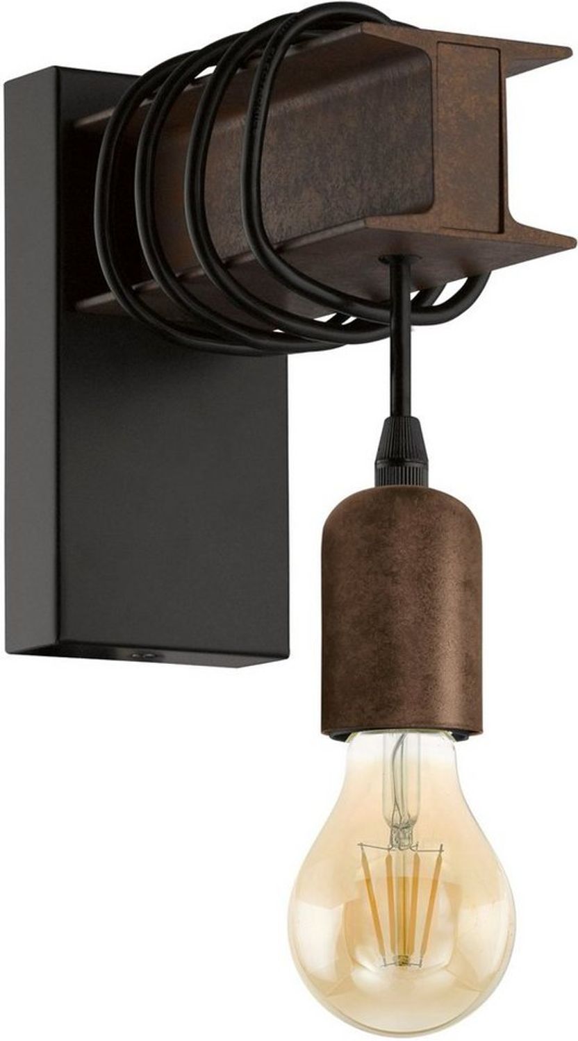 Eglo 43152 Wandleuchte TOWNSHEND 4 schwarz, braun E27 1x10W L:8cm H:19cm T:18,5cm dimmbar Bild 1